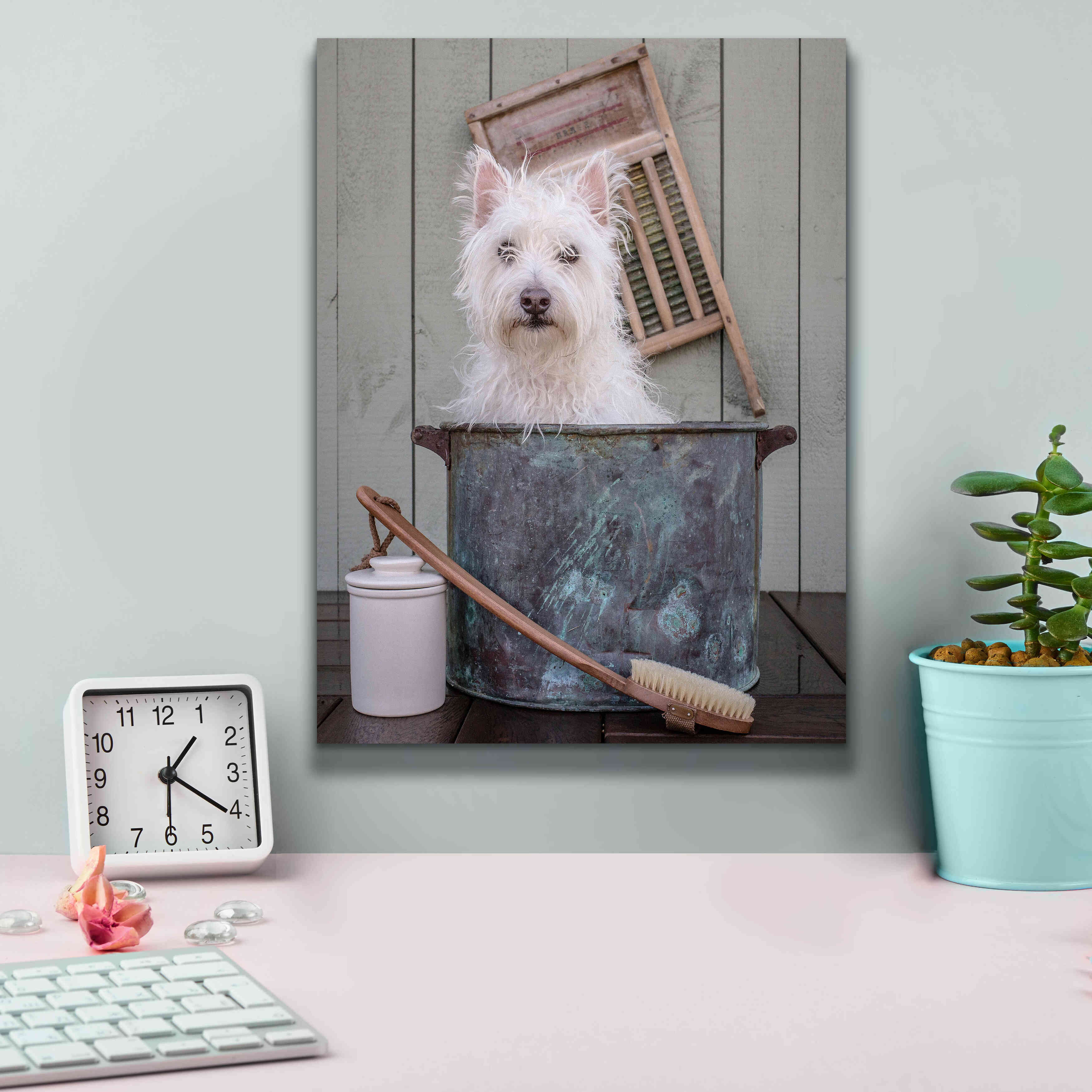 'Washing the Dog' by Edward M. Fielding, Giclee Canvas Wall Art,12x16