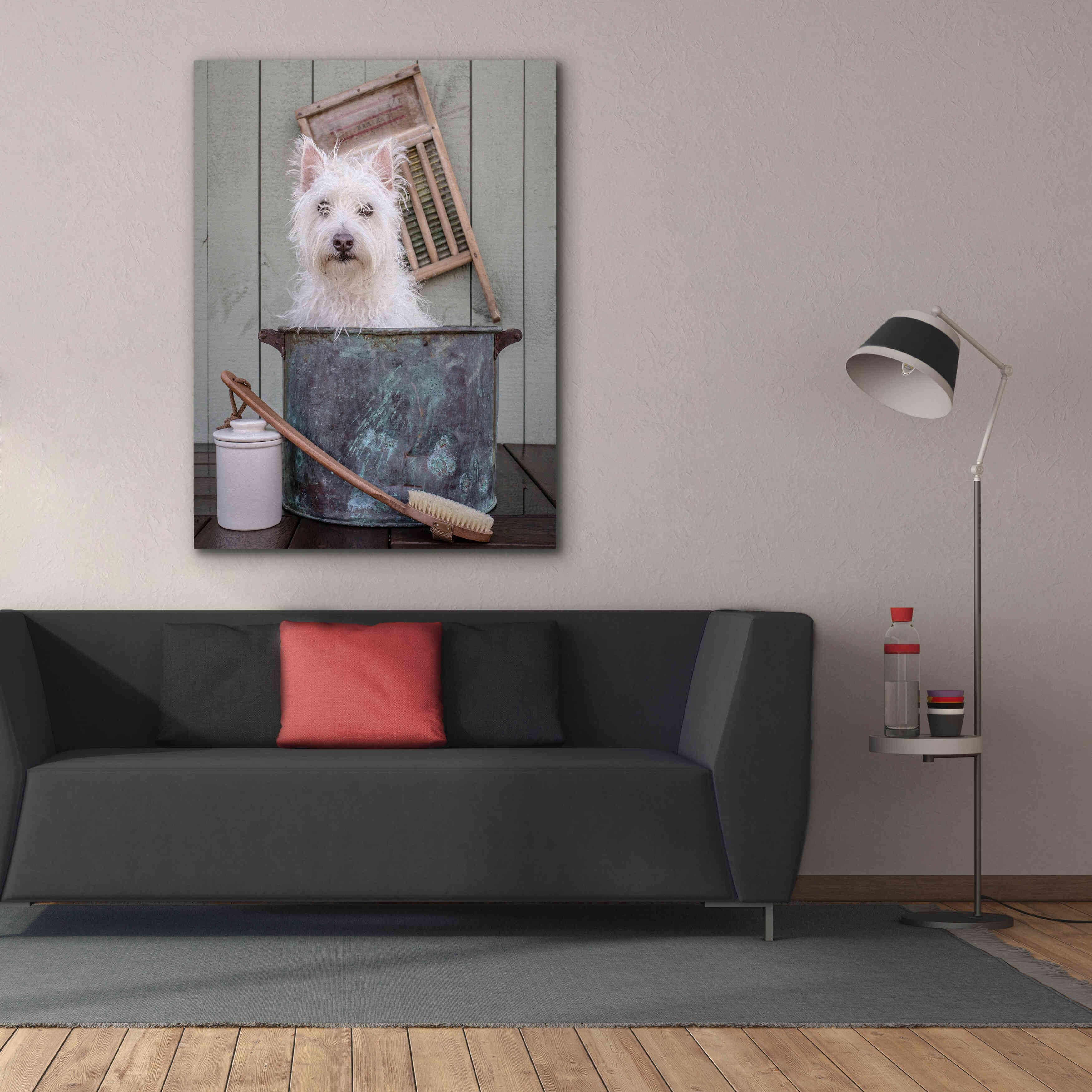 'Washing the Dog' by Edward M. Fielding, Giclee Canvas Wall Art,40x54