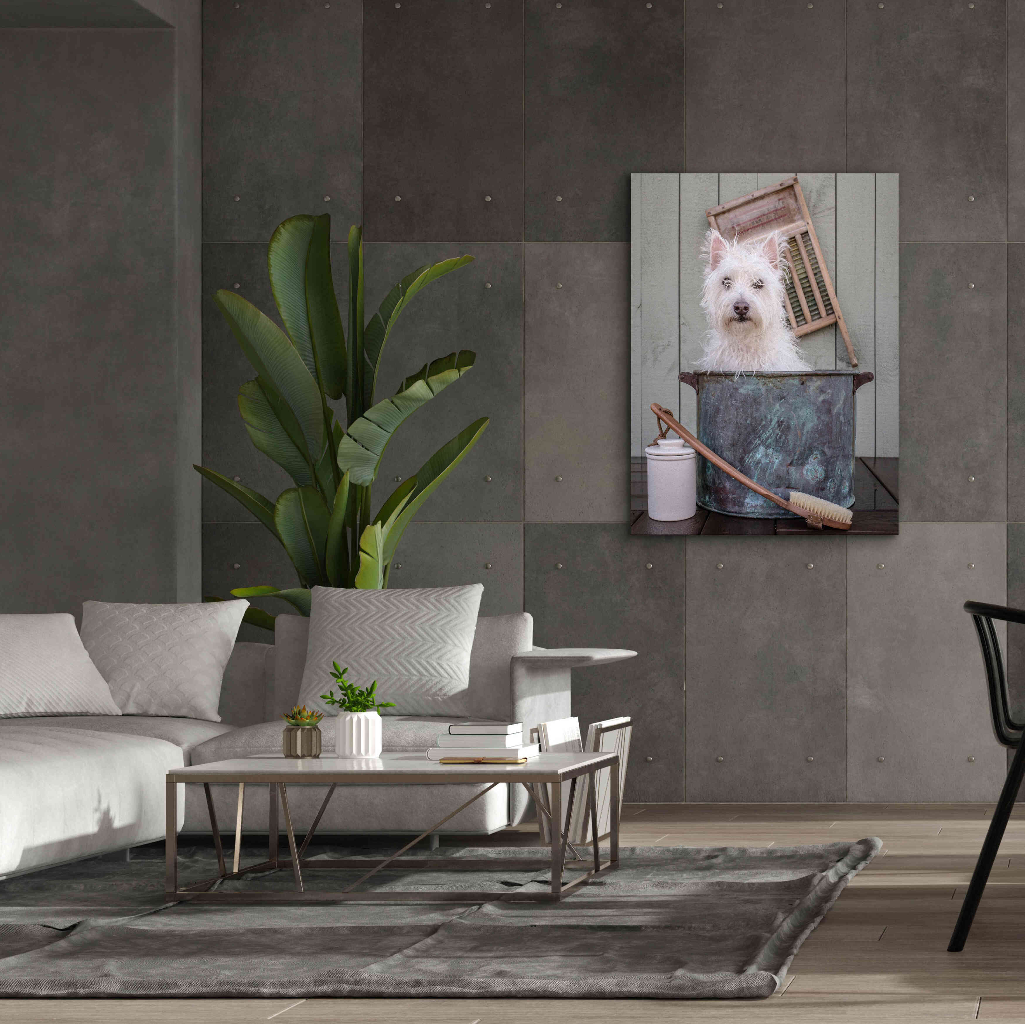 'Washing the Dog' by Edward M. Fielding, Giclee Canvas Wall Art,40x54