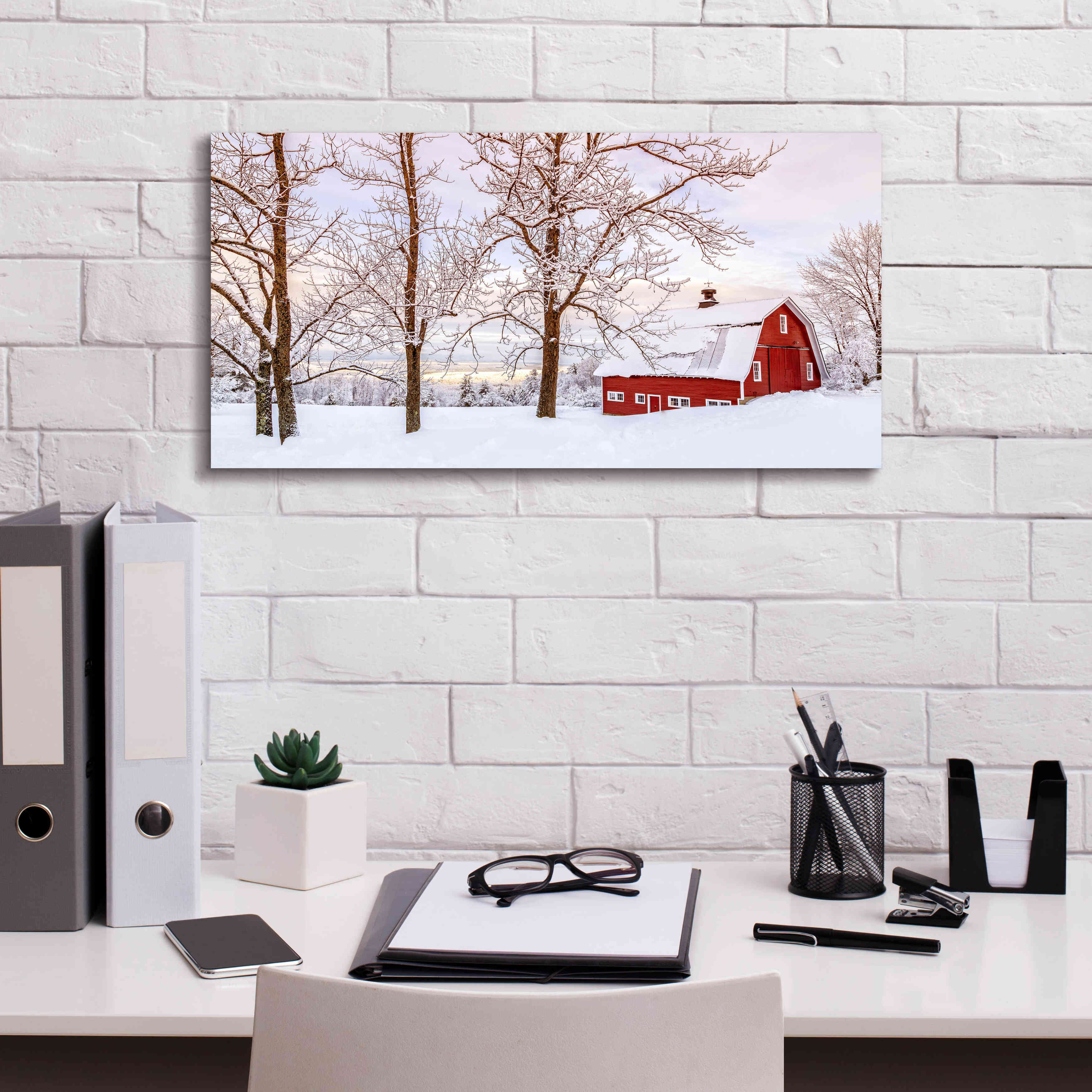 'Winter Arrives' by Edward M. Fielding, Giclee Canvas Wall Art,24x12