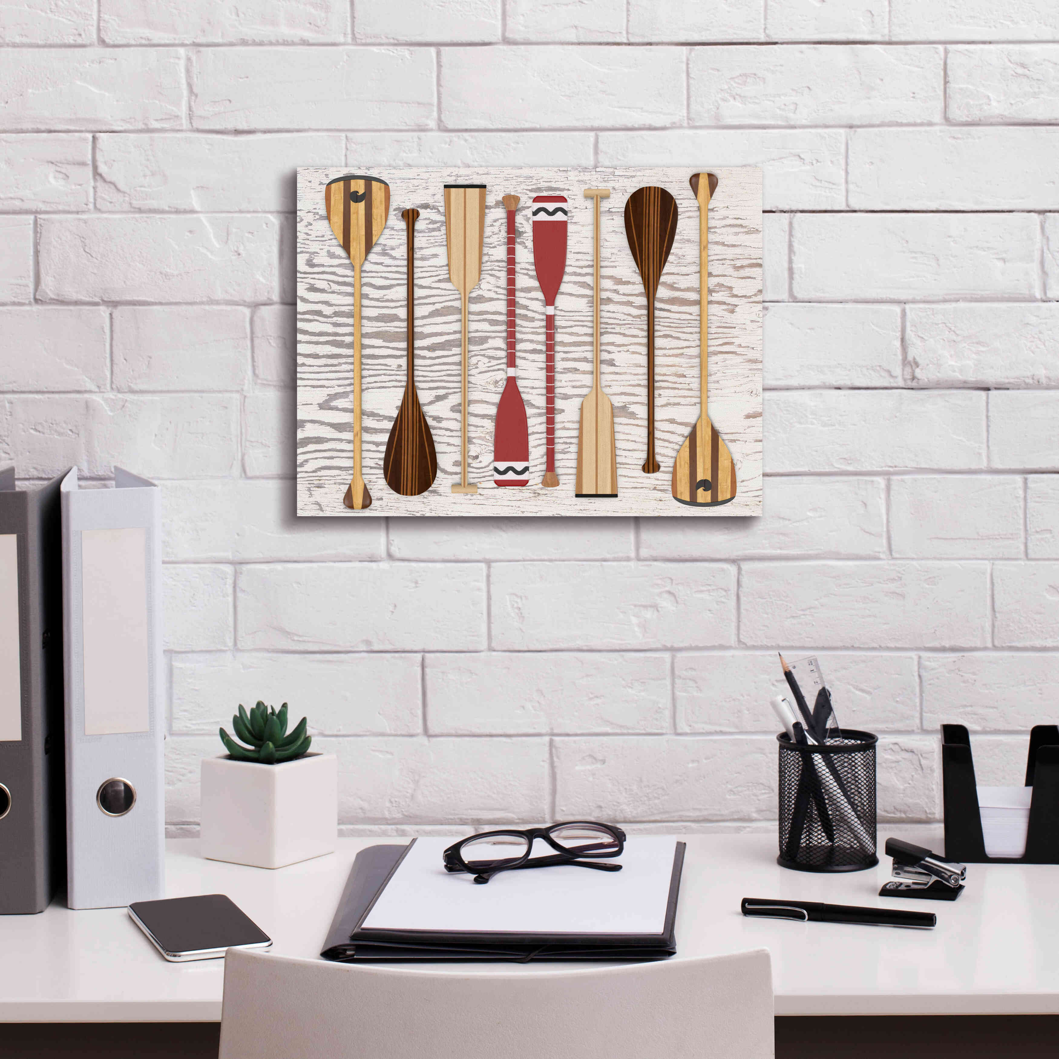 'Canoe Paddles & Oar' by Edward M. Fielding, Giclee Canvas Wall Art,16x12