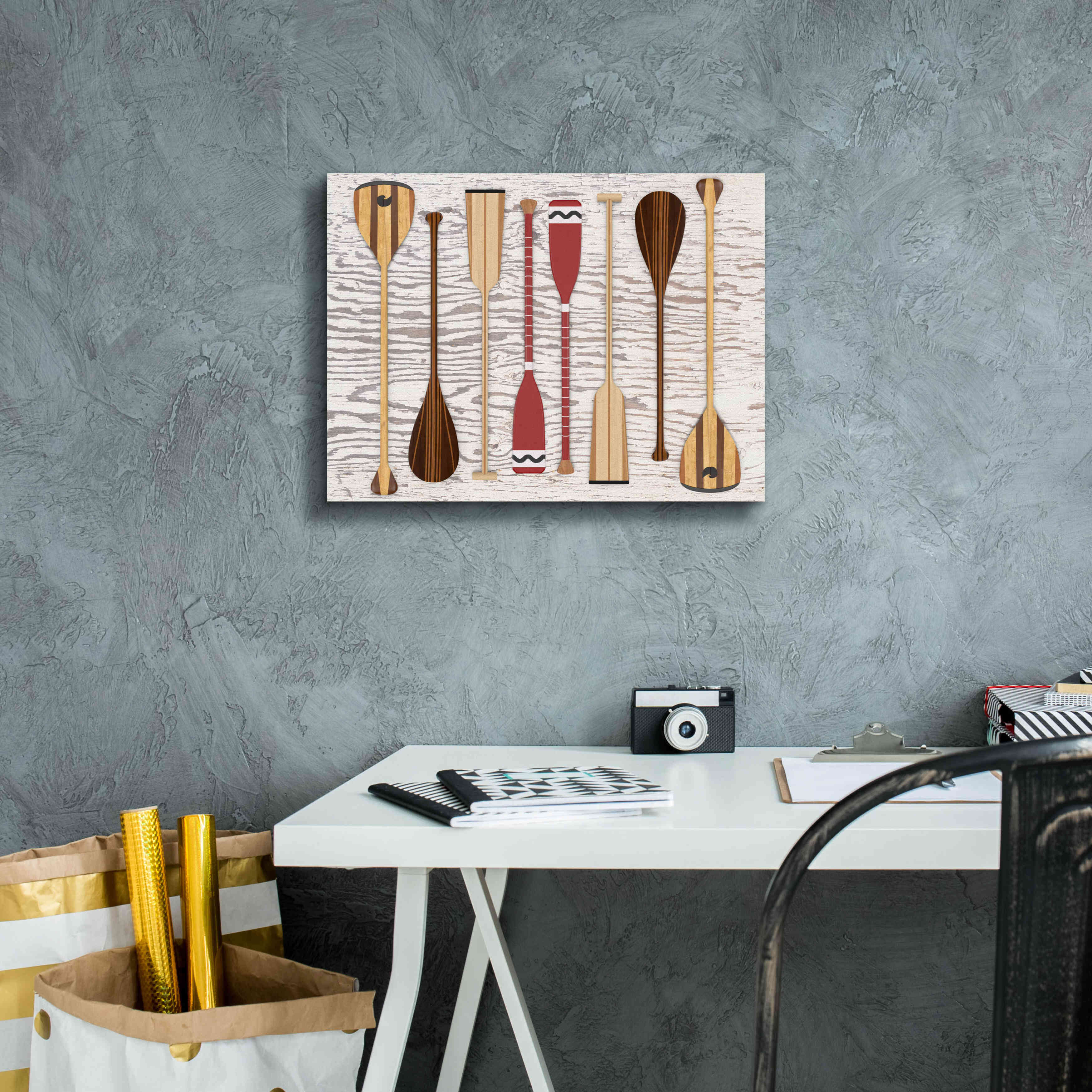 'Canoe Paddles & Oar' by Edward M. Fielding, Giclee Canvas Wall Art,16x12