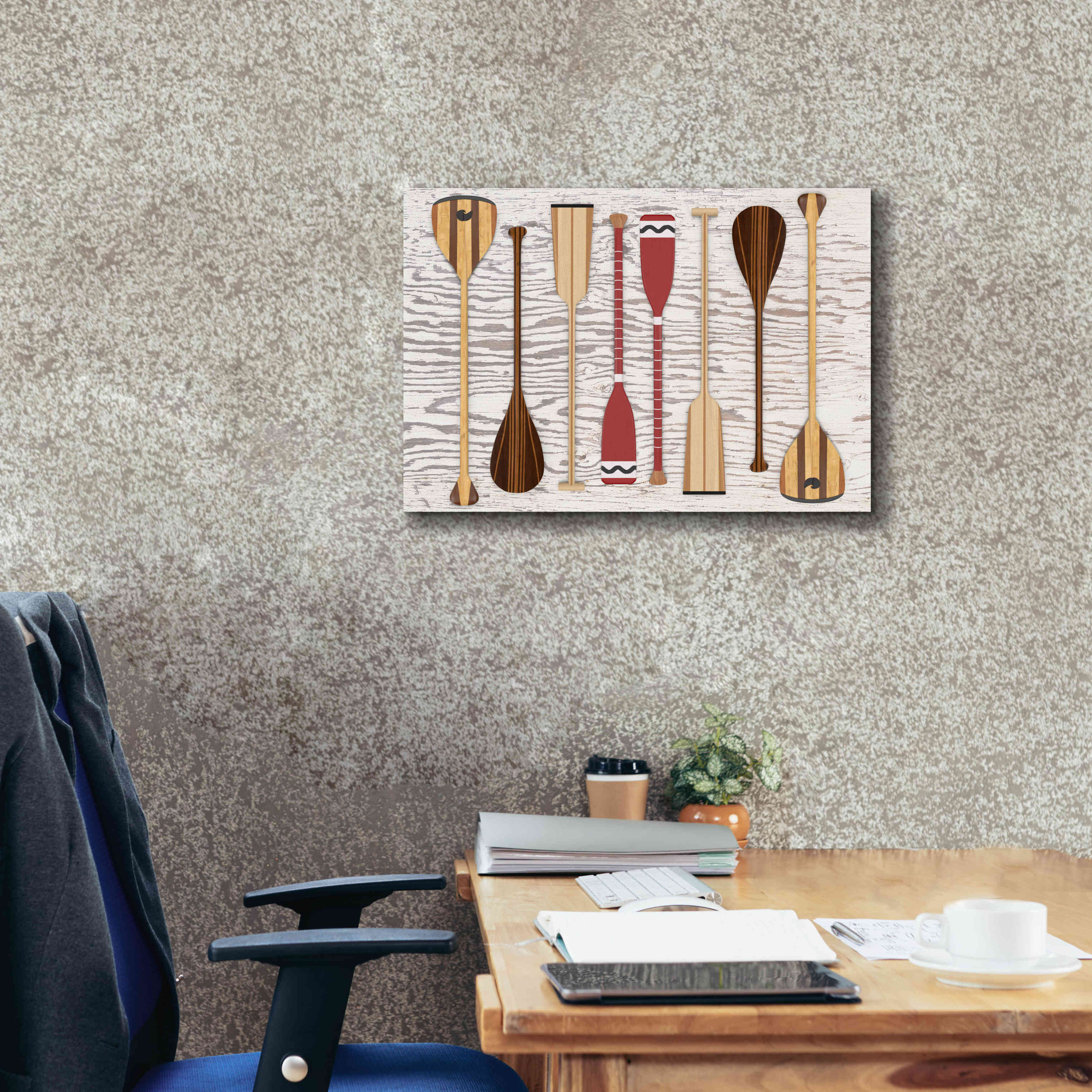 'Canoe Paddles & Oar' by Edward M. Fielding, Giclee Canvas Wall Art,26x18