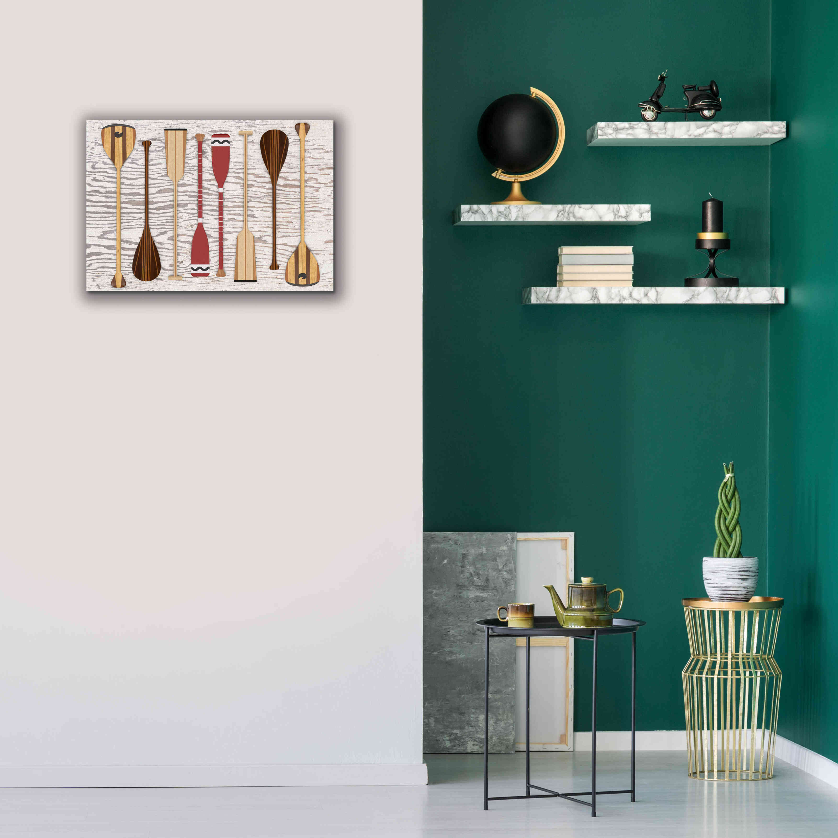 'Canoe Paddles & Oar' by Edward M. Fielding, Giclee Canvas Wall Art,26x18