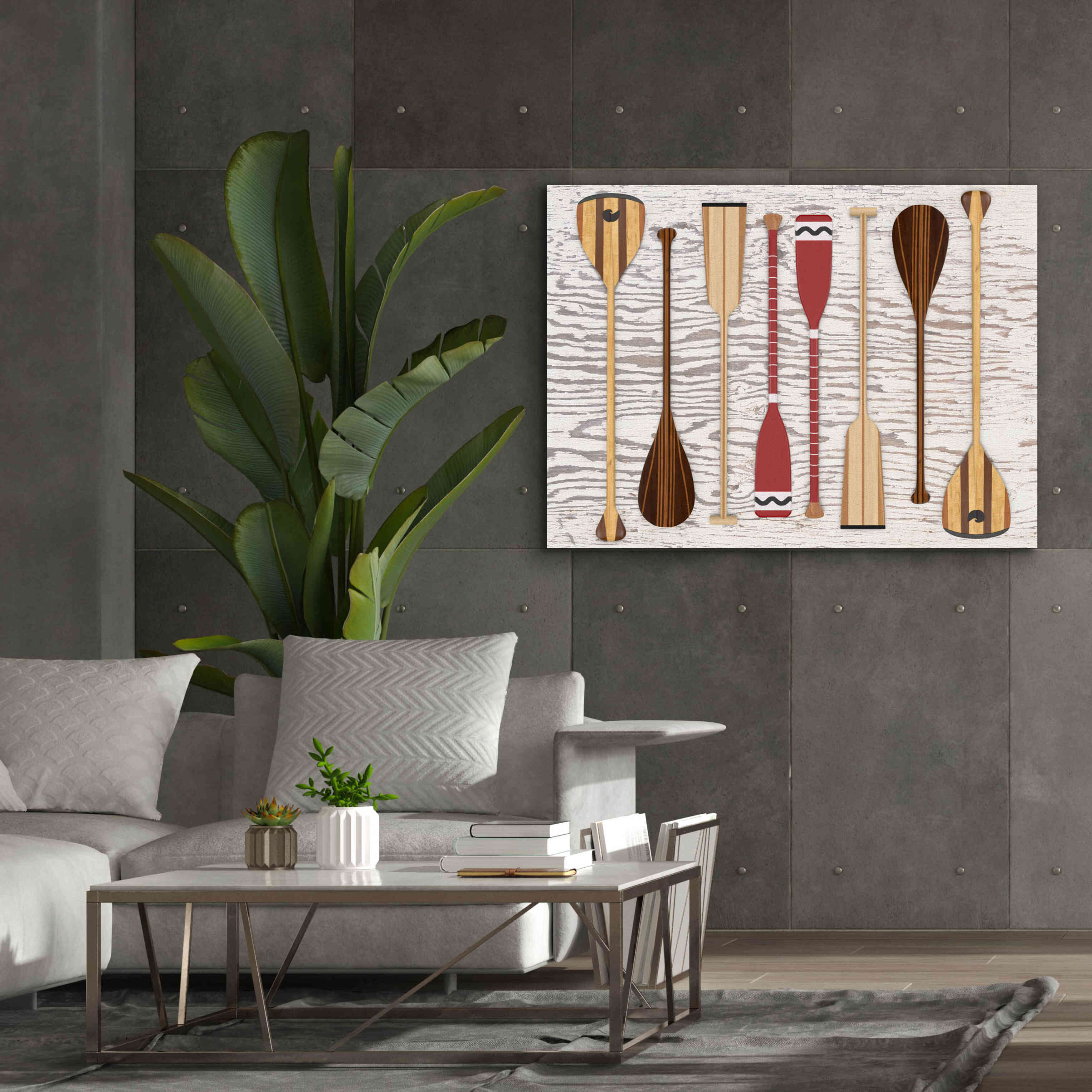 'Canoe Paddles & Oar' by Edward M. Fielding, Giclee Canvas Wall Art,54x40