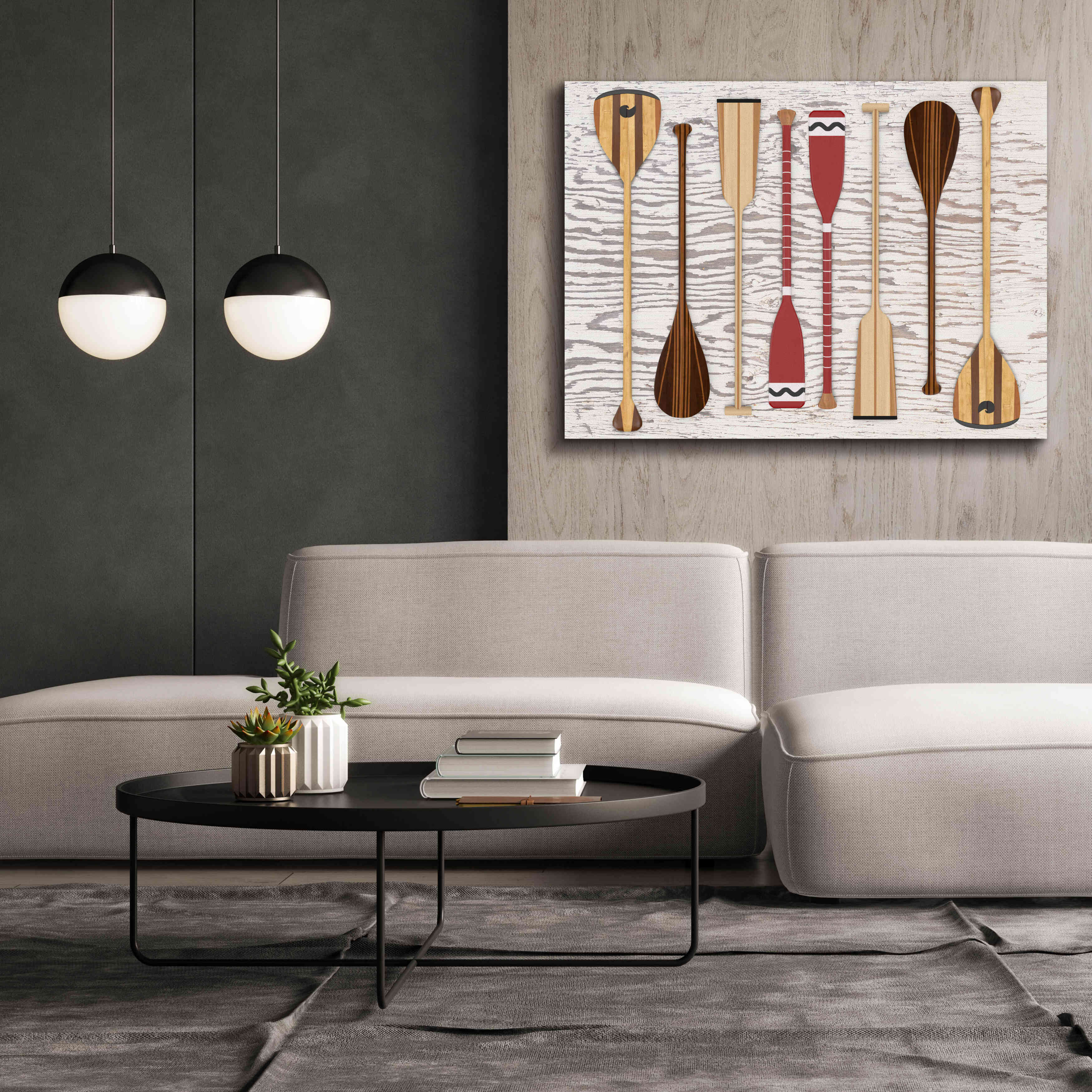 'Canoe Paddles & Oar' by Edward M. Fielding, Giclee Canvas Wall Art,54x40