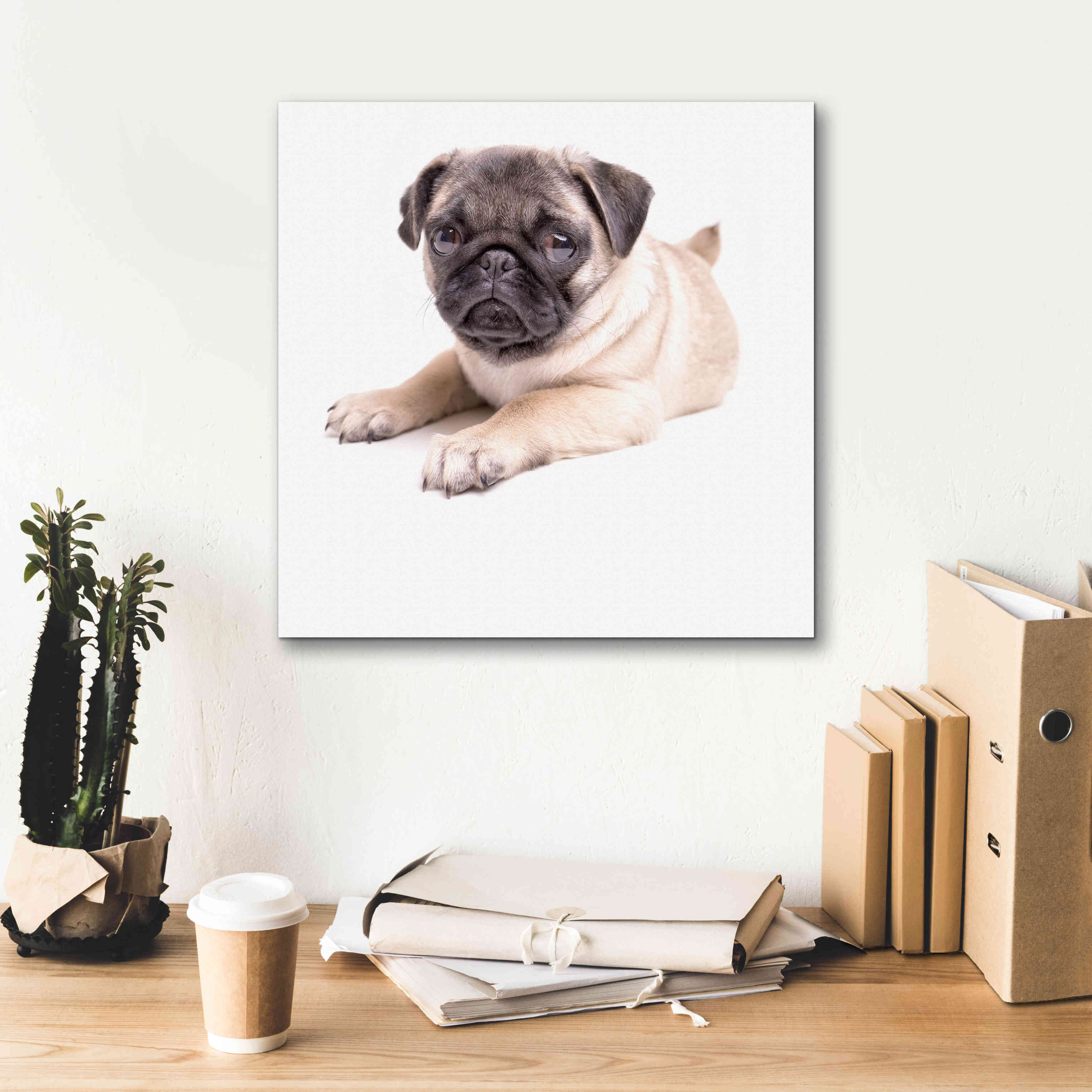 'Cute Pug Puppy' by Edward M. Fielding, Giclee Canvas Wall Art,18x18