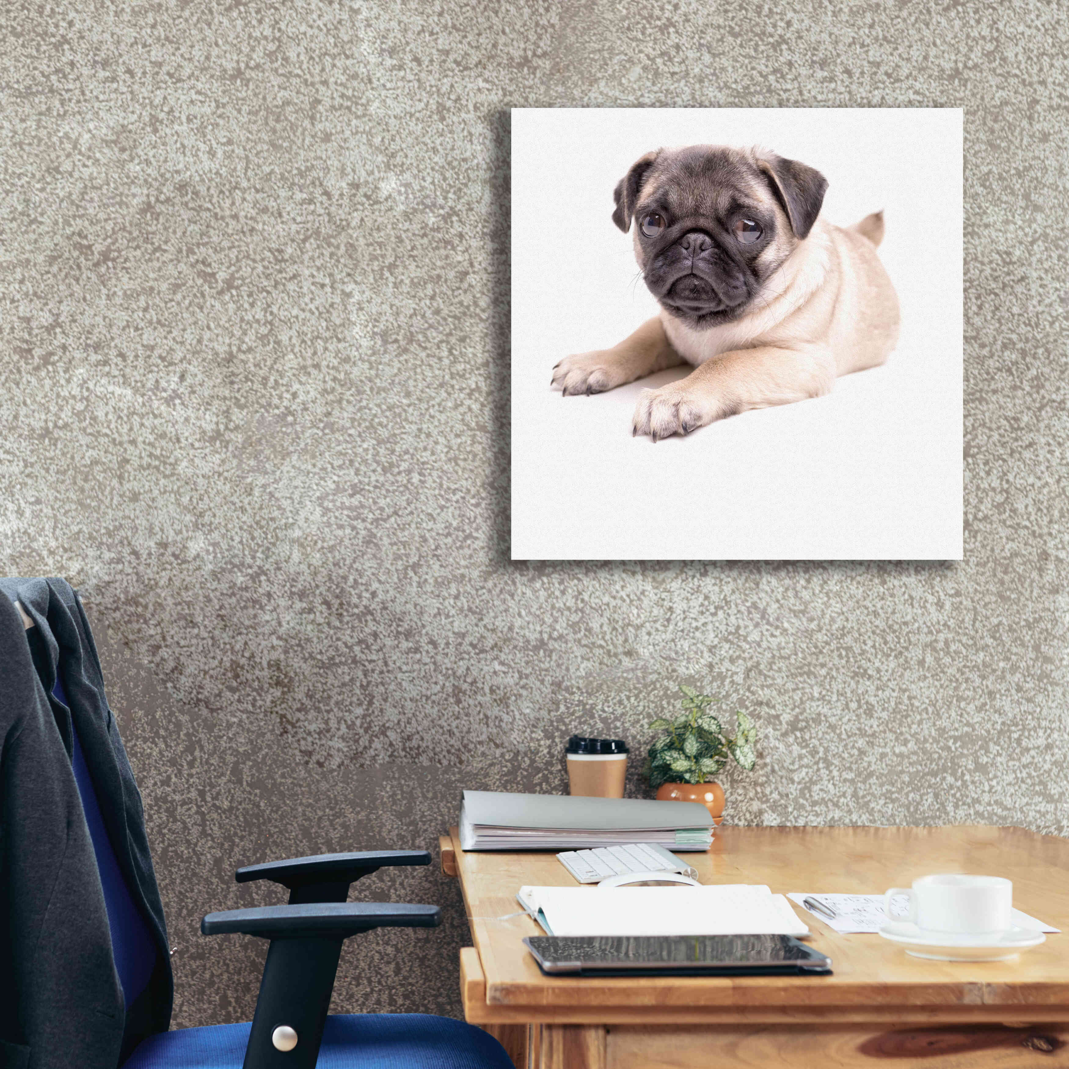 'Cute Pug Puppy' by Edward M. Fielding, Giclee Canvas Wall Art,26x26