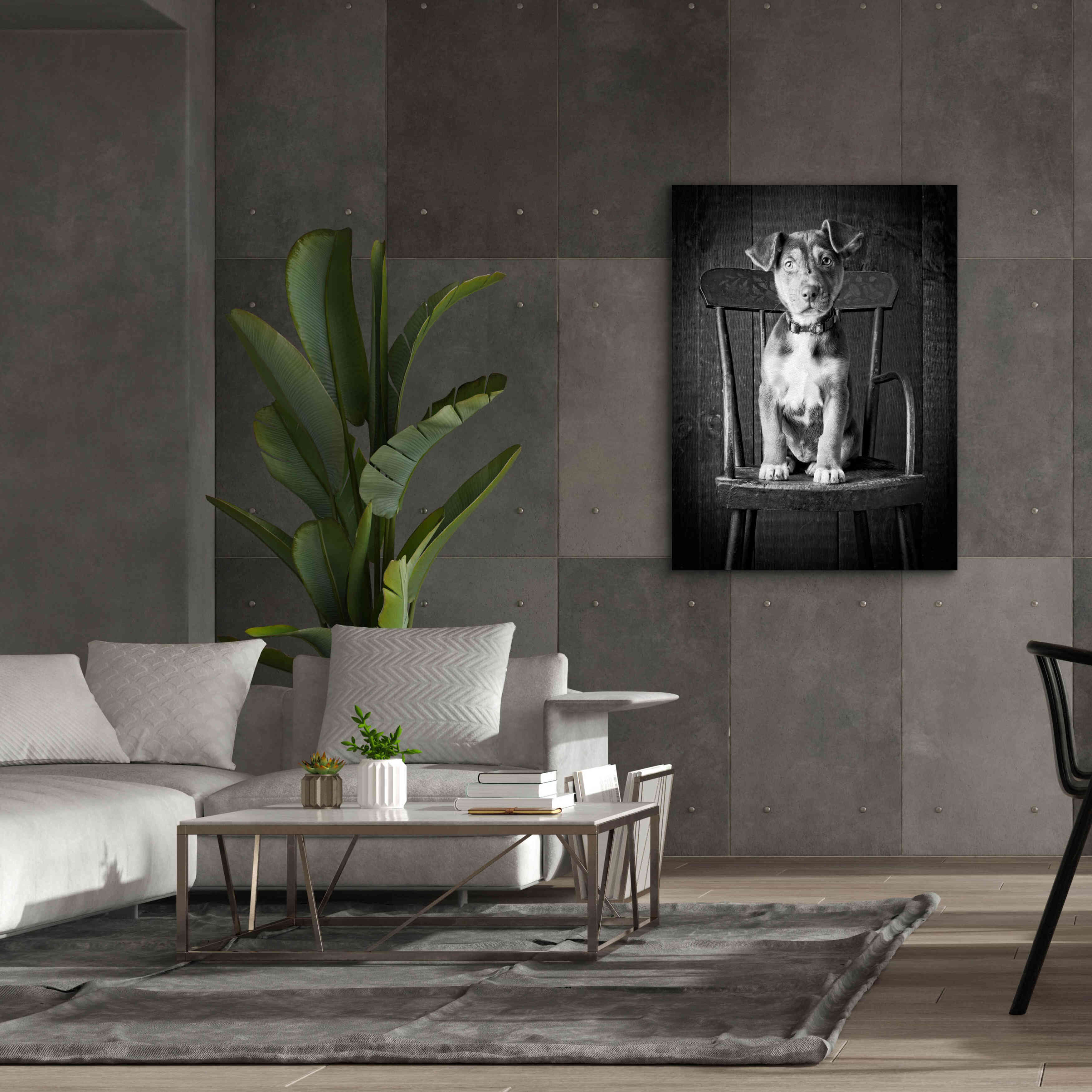 'Mutt Black & White' by Edward M. Fielding, Giclee Canvas Wall Art,40x54