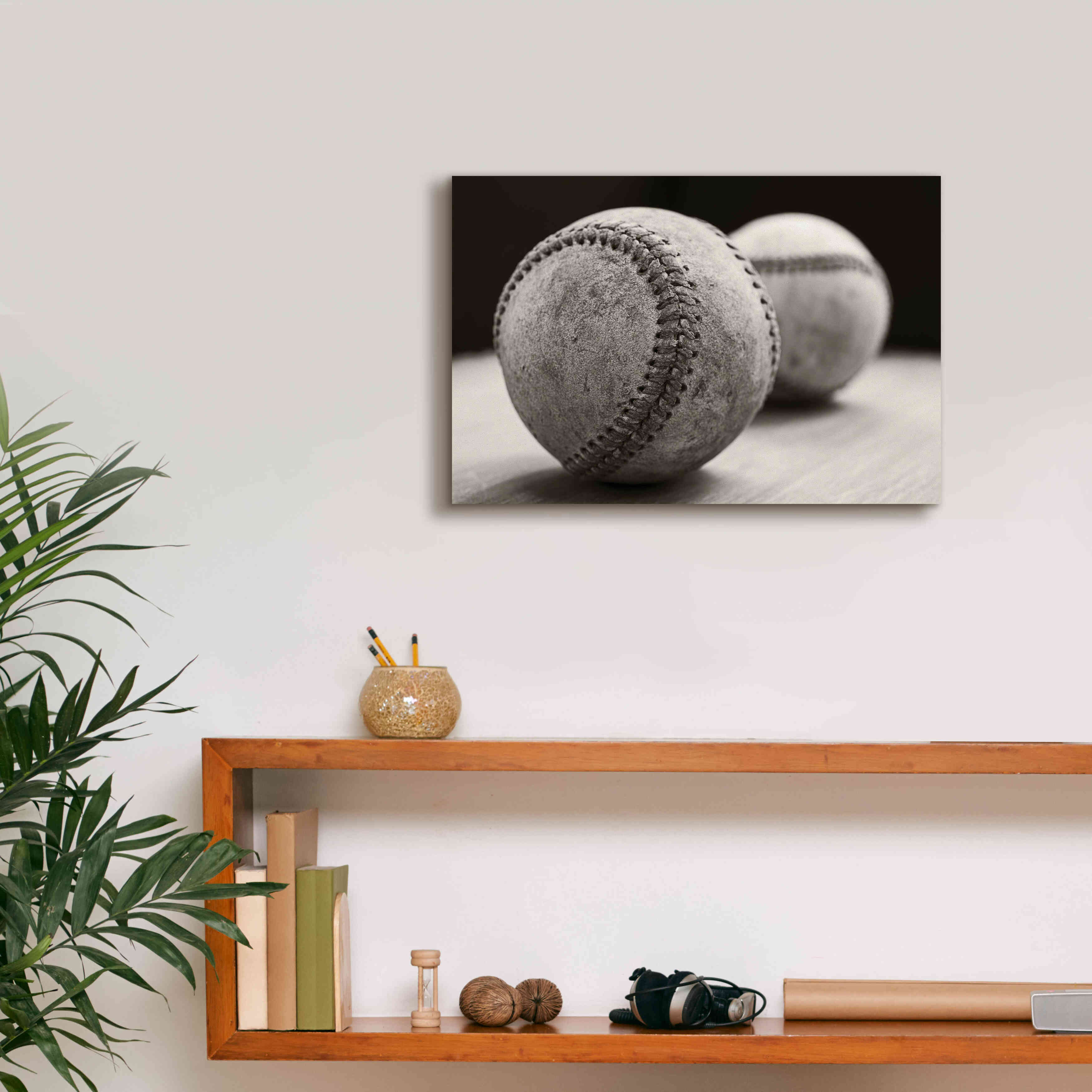 'Old Baseballs' by Edward M. Fielding, Giclee Canvas Wall Art,18x12