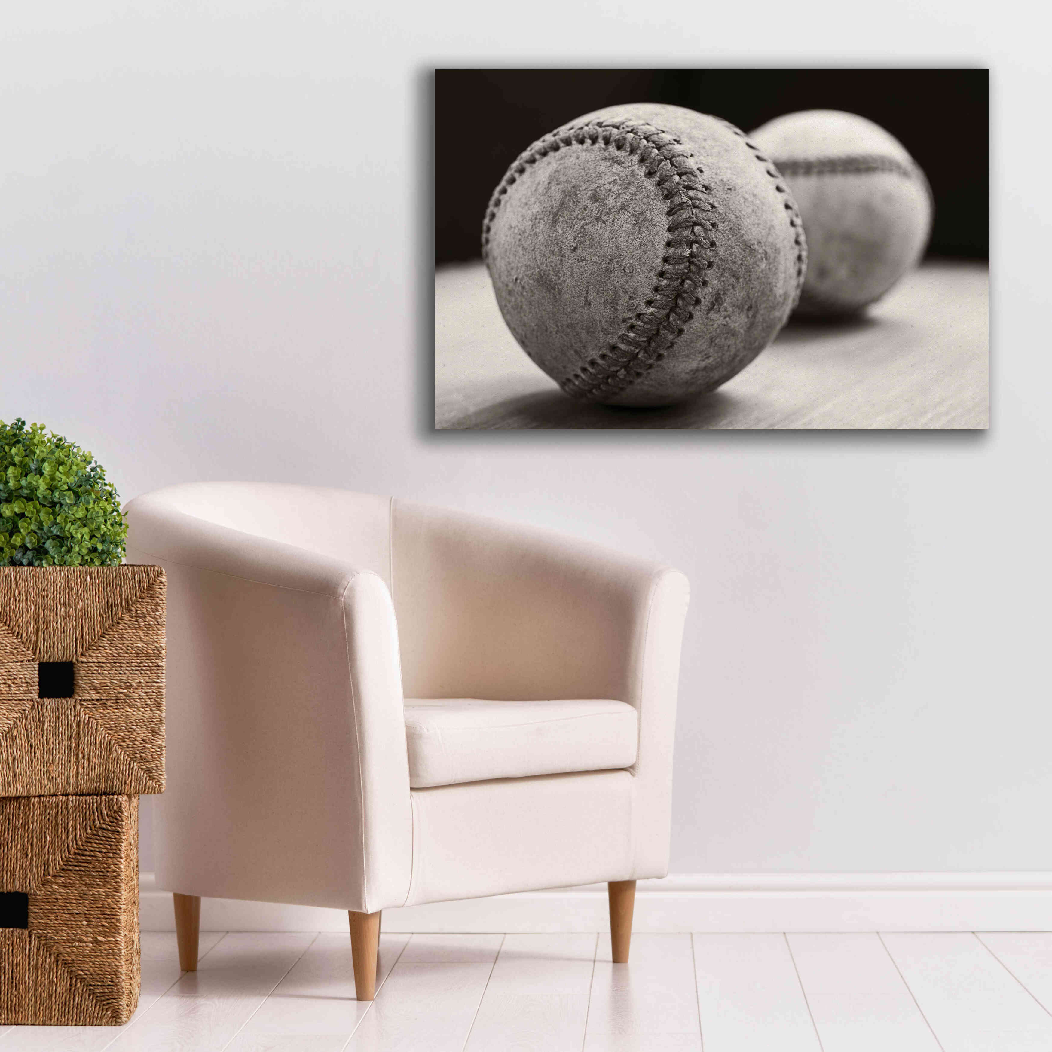 'Old Baseballs' by Edward M. Fielding, Giclee Canvas Wall Art,40x26