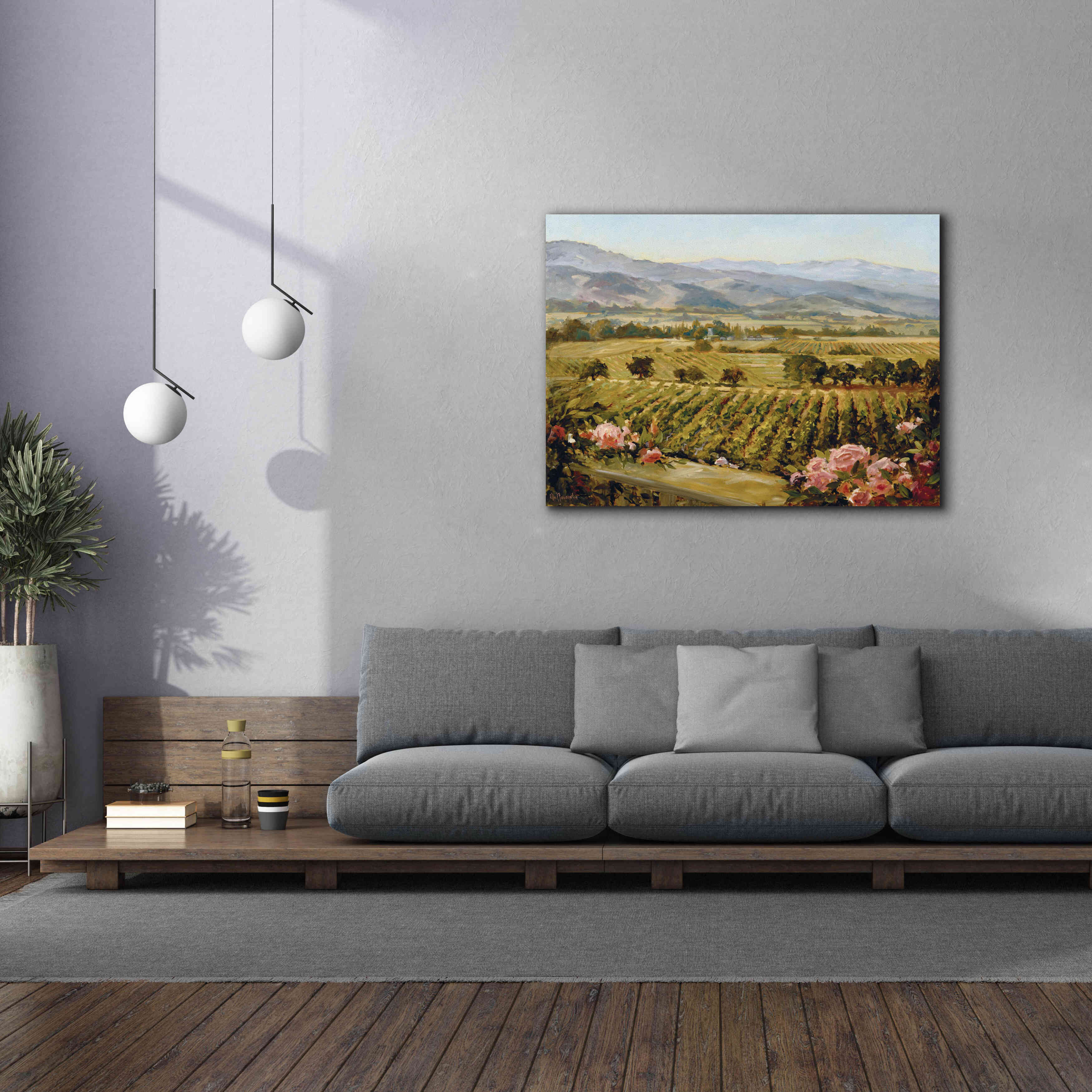 'Vineyards to Vaca Mountains' by Ellie Freudenstein, Giclee Canvas Wall Art,54x40