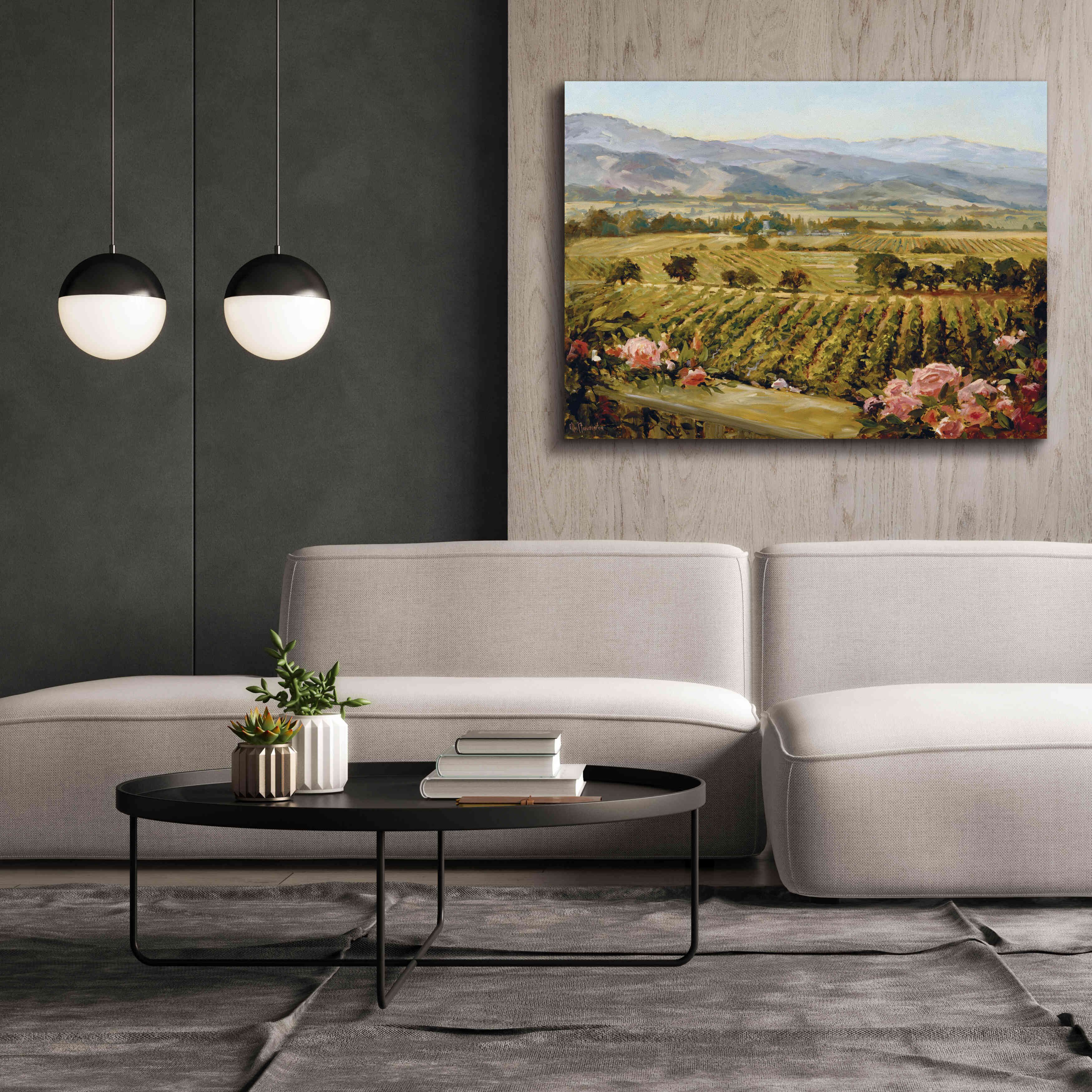 'Vineyards to Vaca Mountains' by Ellie Freudenstein, Giclee Canvas Wall Art,54x40