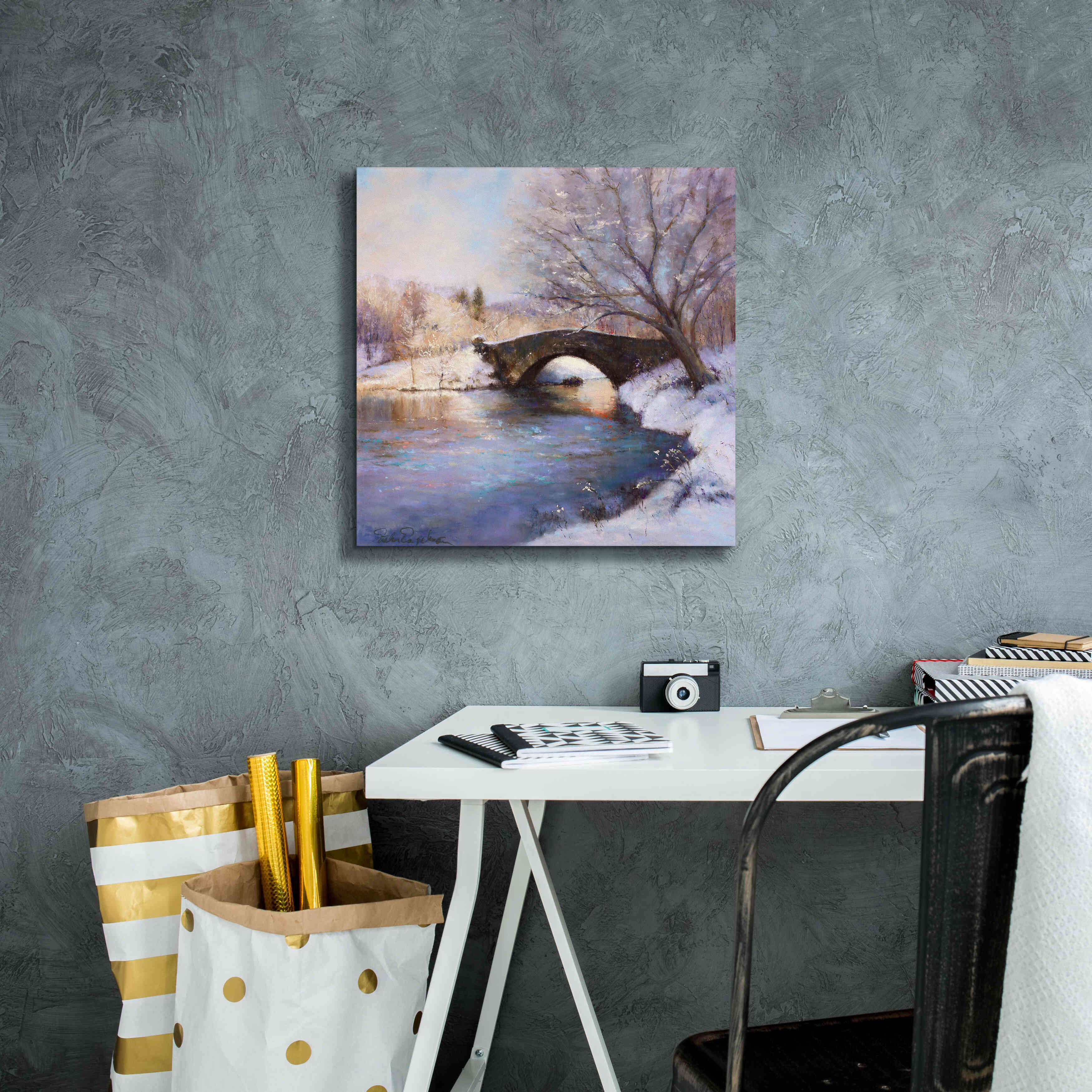 'Central Park Bridge' by Esther Engelman, Giclee Canvas Wall Art,18x18