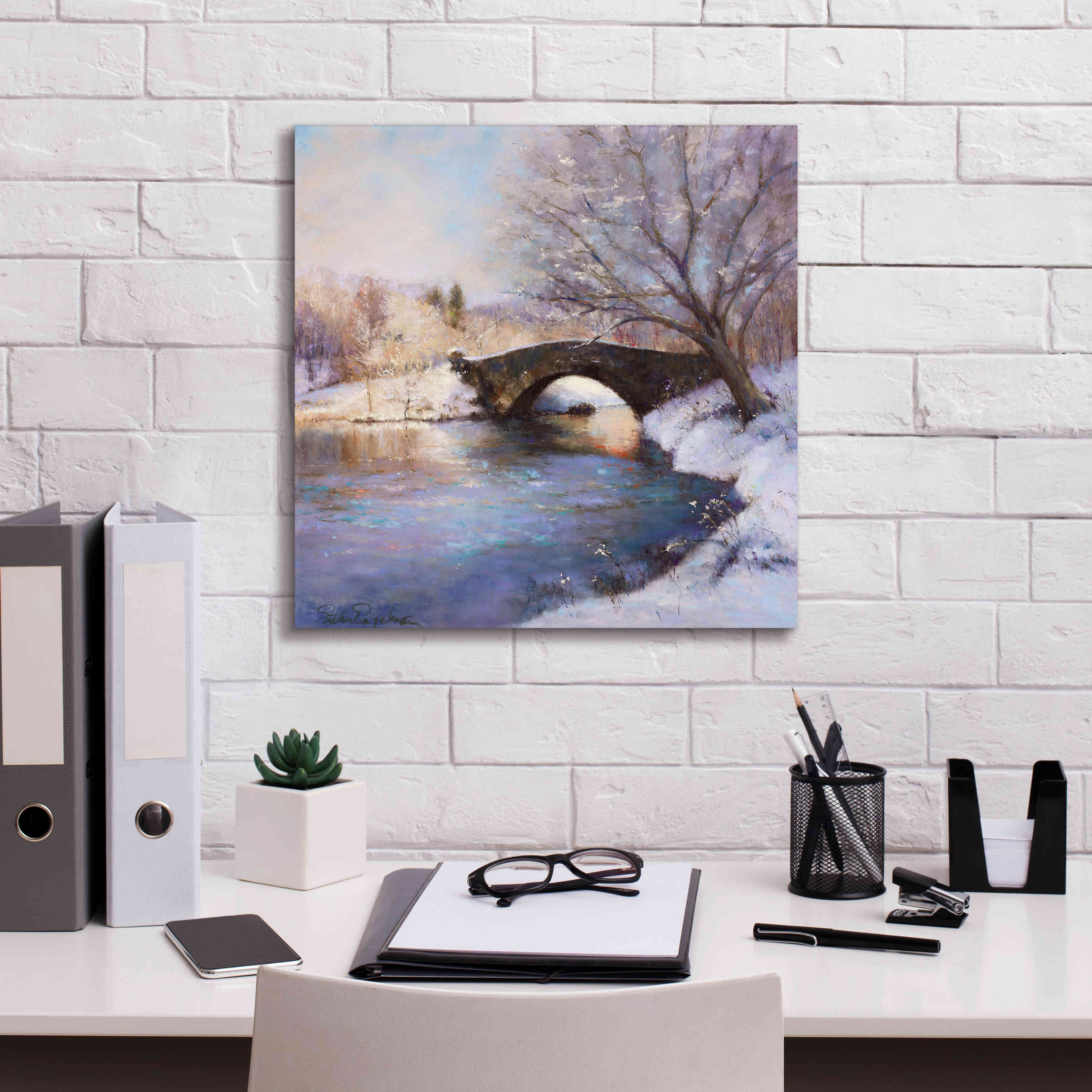 'Central Park Bridge' by Esther Engelman, Giclee Canvas Wall Art,18x18