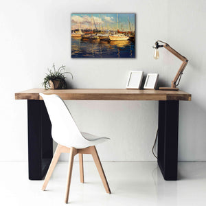 'Boats on Glassy Harbor' by Furtesen, Giclee Canvas Wall Art,26x18