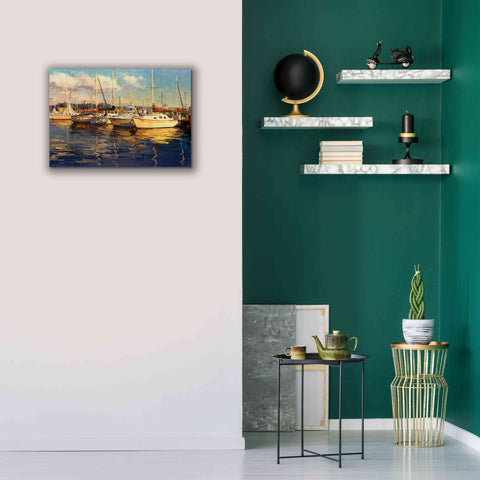 Image of 'Boats on Glassy Harbor' by Furtesen, Giclee Canvas Wall Art,26x18