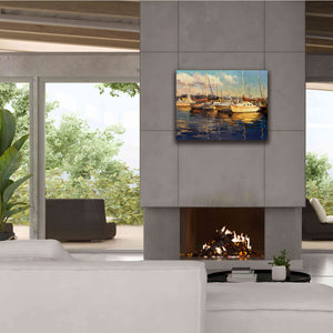 'Boats on Glassy Harbor' by Furtesen, Giclee Canvas Wall Art,34x26