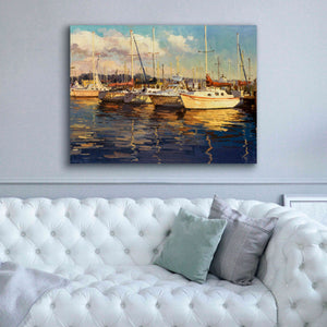 'Boats on Glassy Harbor' by Furtesen, Giclee Canvas Wall Art,54x40