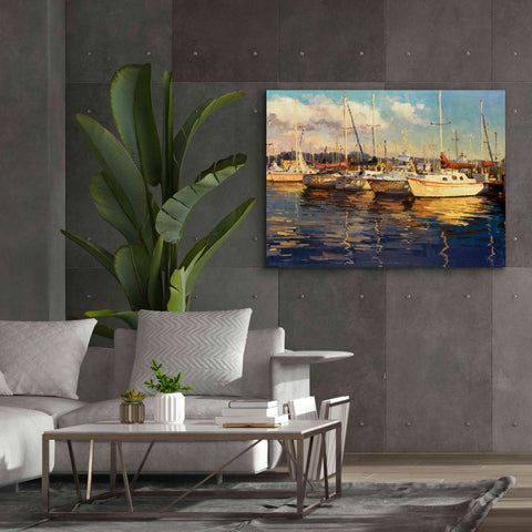 Image of 'Boats on Glassy Harbor' by Furtesen, Giclee Canvas Wall Art,54x40