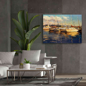 'Boats on Glassy Harbor' by Furtesen, Giclee Canvas Wall Art,54x40