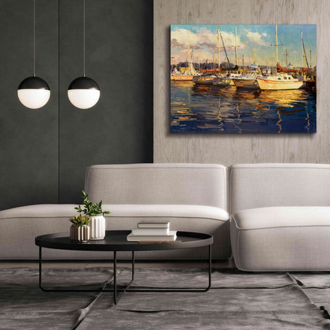 Image of 'Boats on Glassy Harbor' by Furtesen, Giclee Canvas Wall Art,54x40