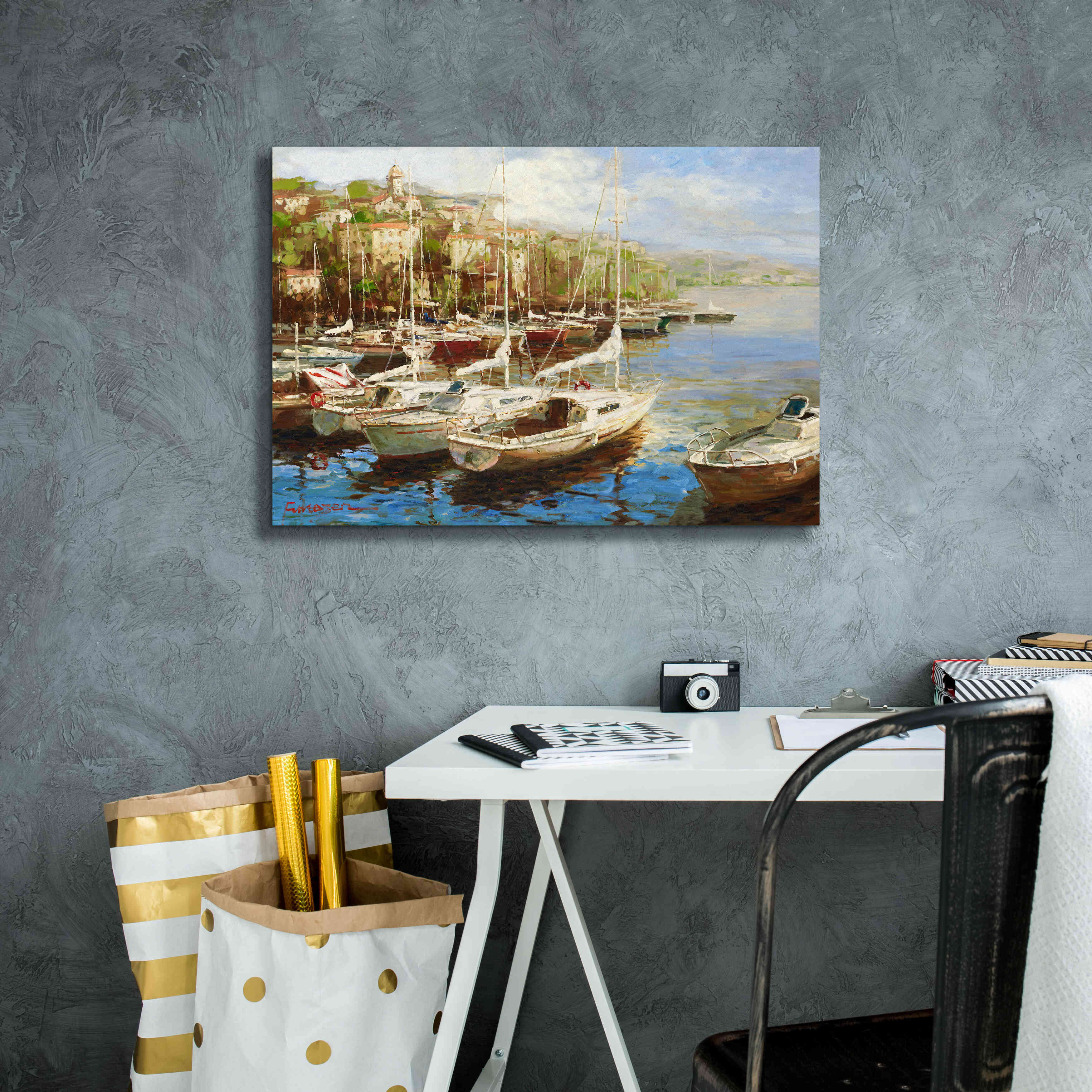 'Harbor Bay' by Furtesen, Giclee Canvas Wall Art,26x18