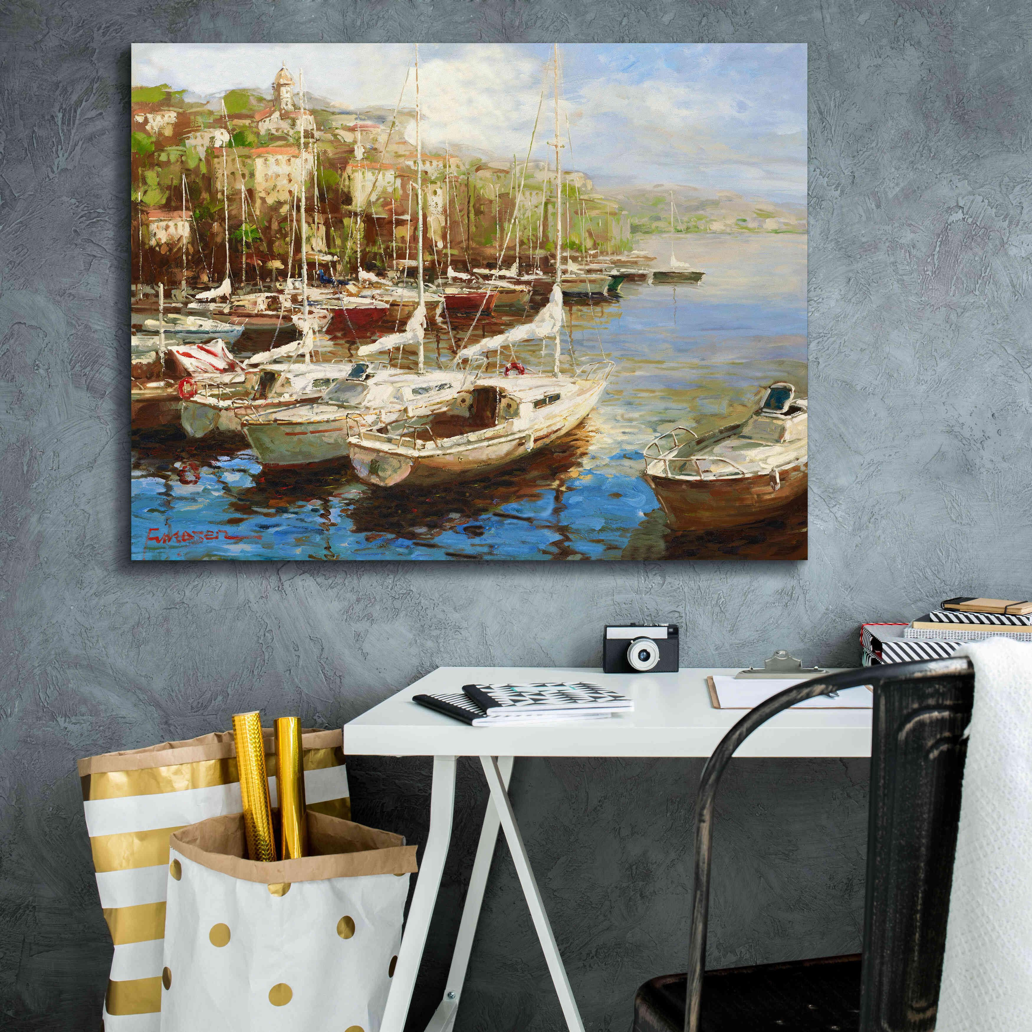 'Harbor Bay' by Furtesen, Giclee Canvas Wall Art,34x26