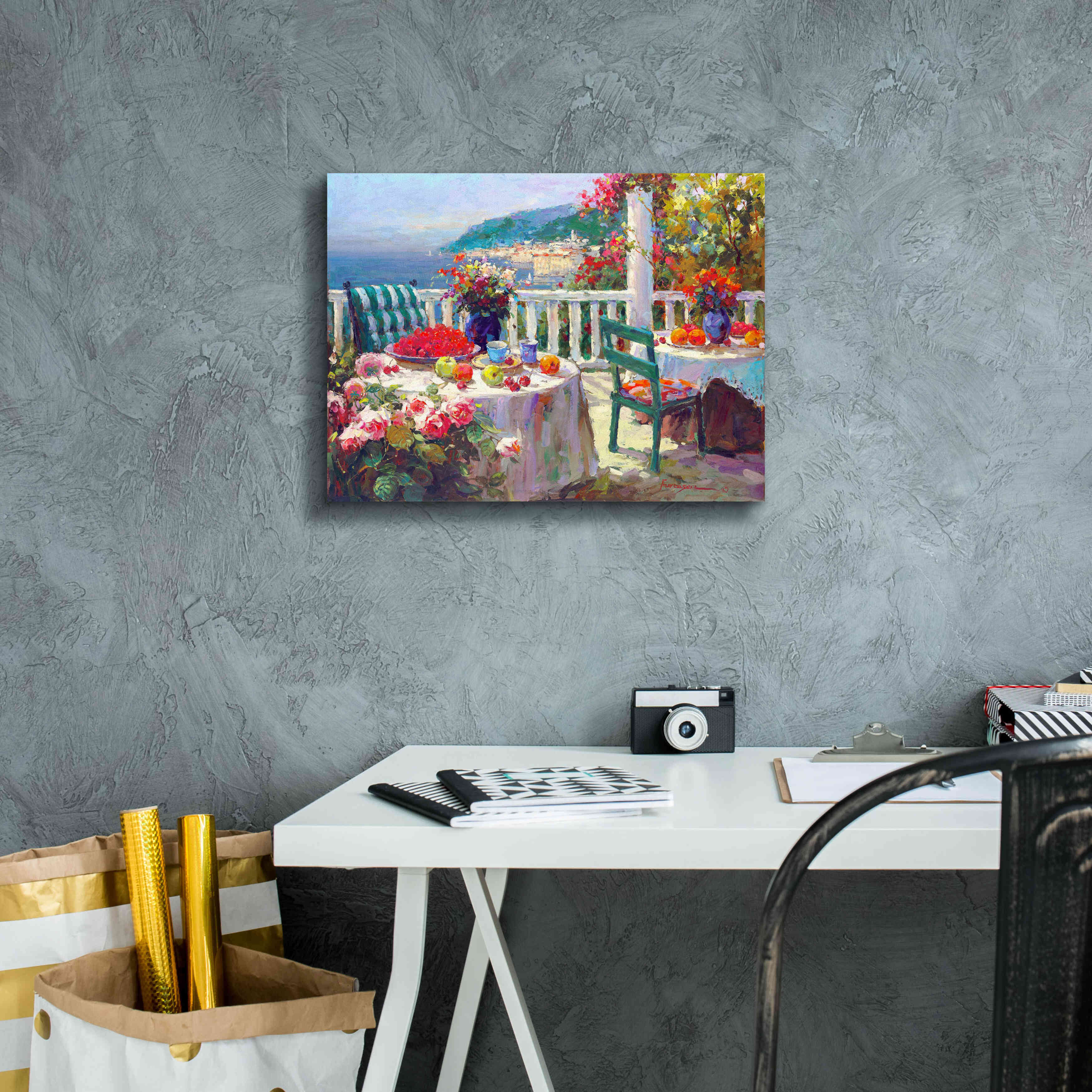 'Terrace Brunch' by Furtesen, Giclee Canvas Wall Art,16x12