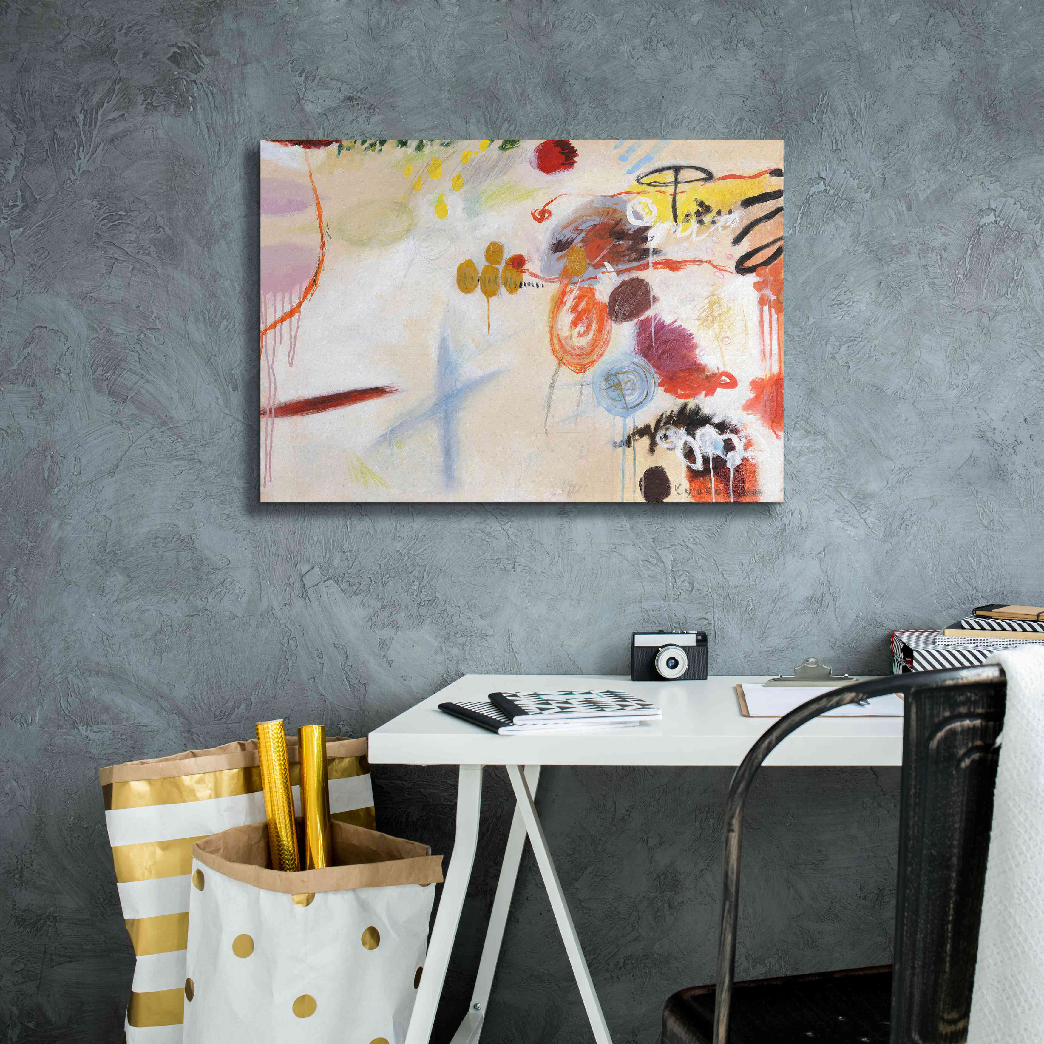 'Catching Bubbles' by Kyoko Fischer, Giclee Canvas Wall Art,26x18