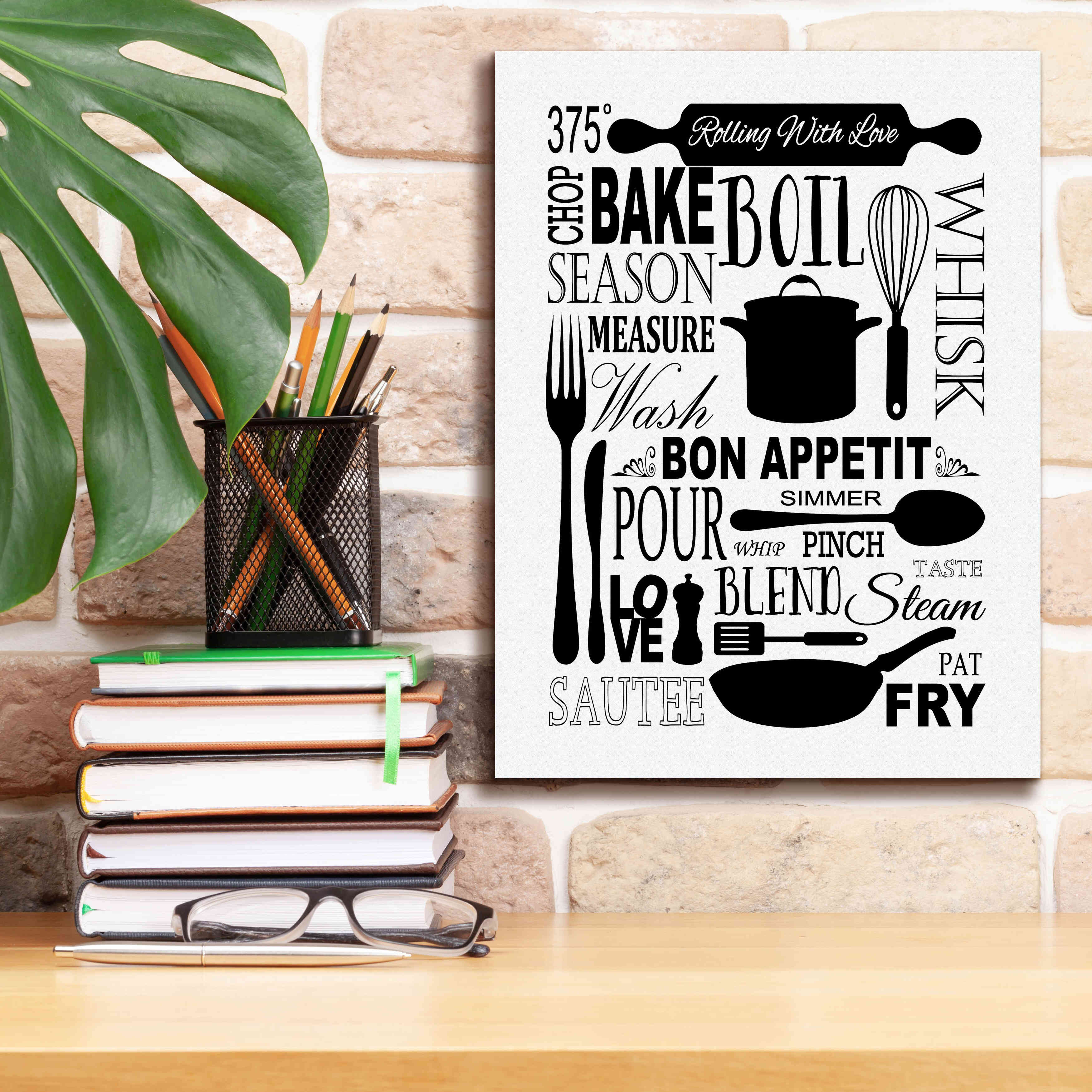 'Culinary Love 1 in B&W' by Leslie Fuqua, Giclee Canvas Wall Art,12x16