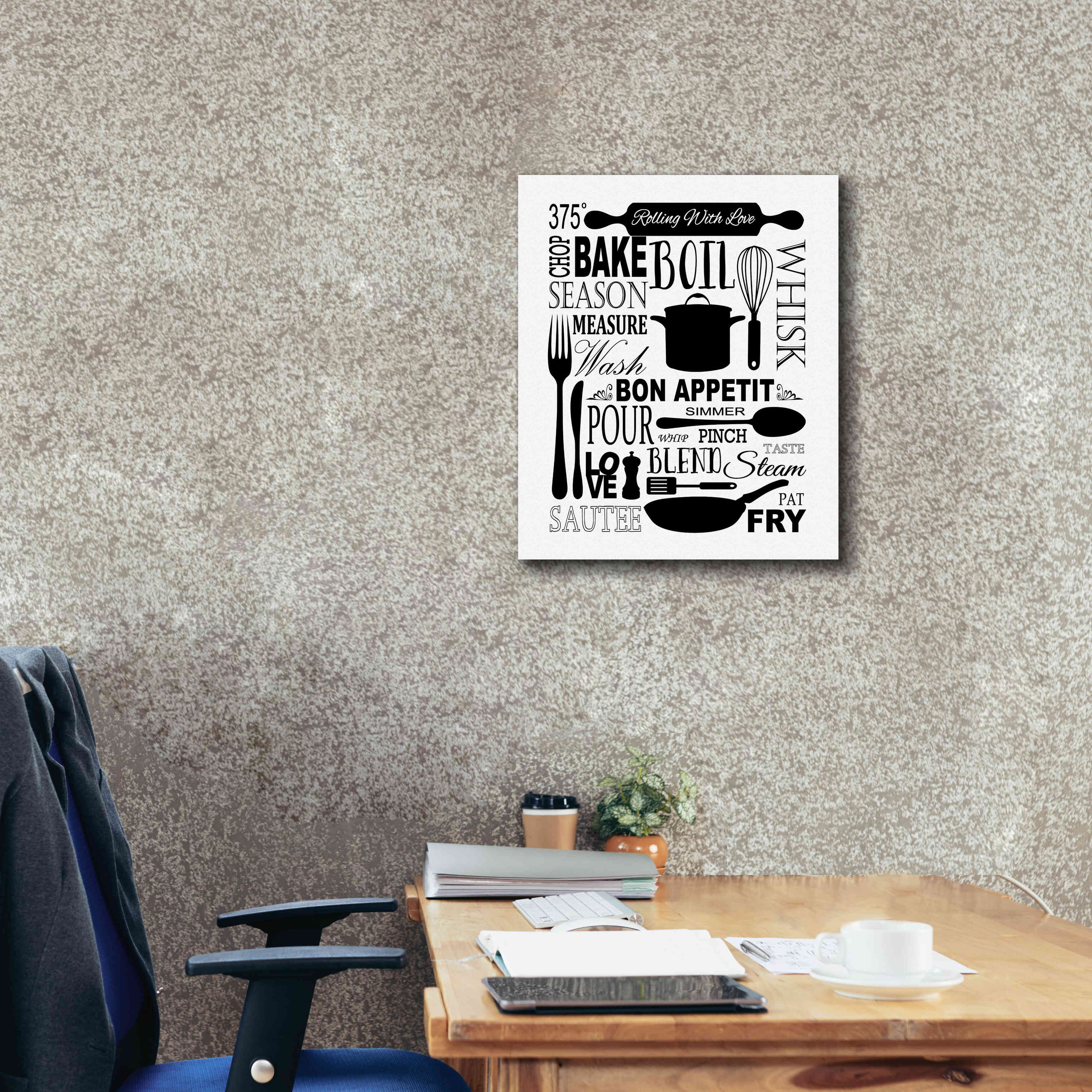 'Culinary Love 1 in B&W' by Leslie Fuqua, Giclee Canvas Wall Art,20x24