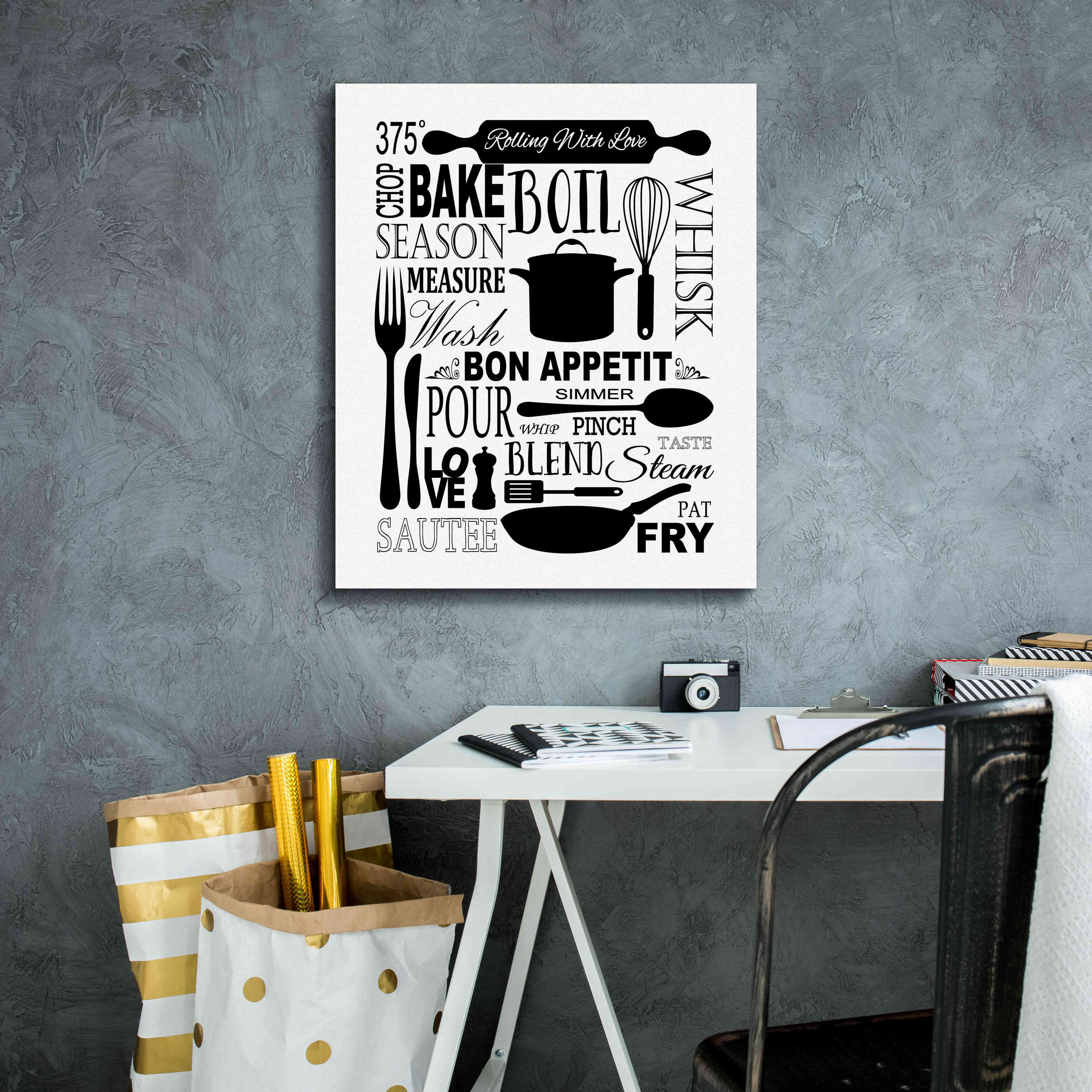 'Culinary Love 1 in B&W' by Leslie Fuqua, Giclee Canvas Wall Art,20x24
