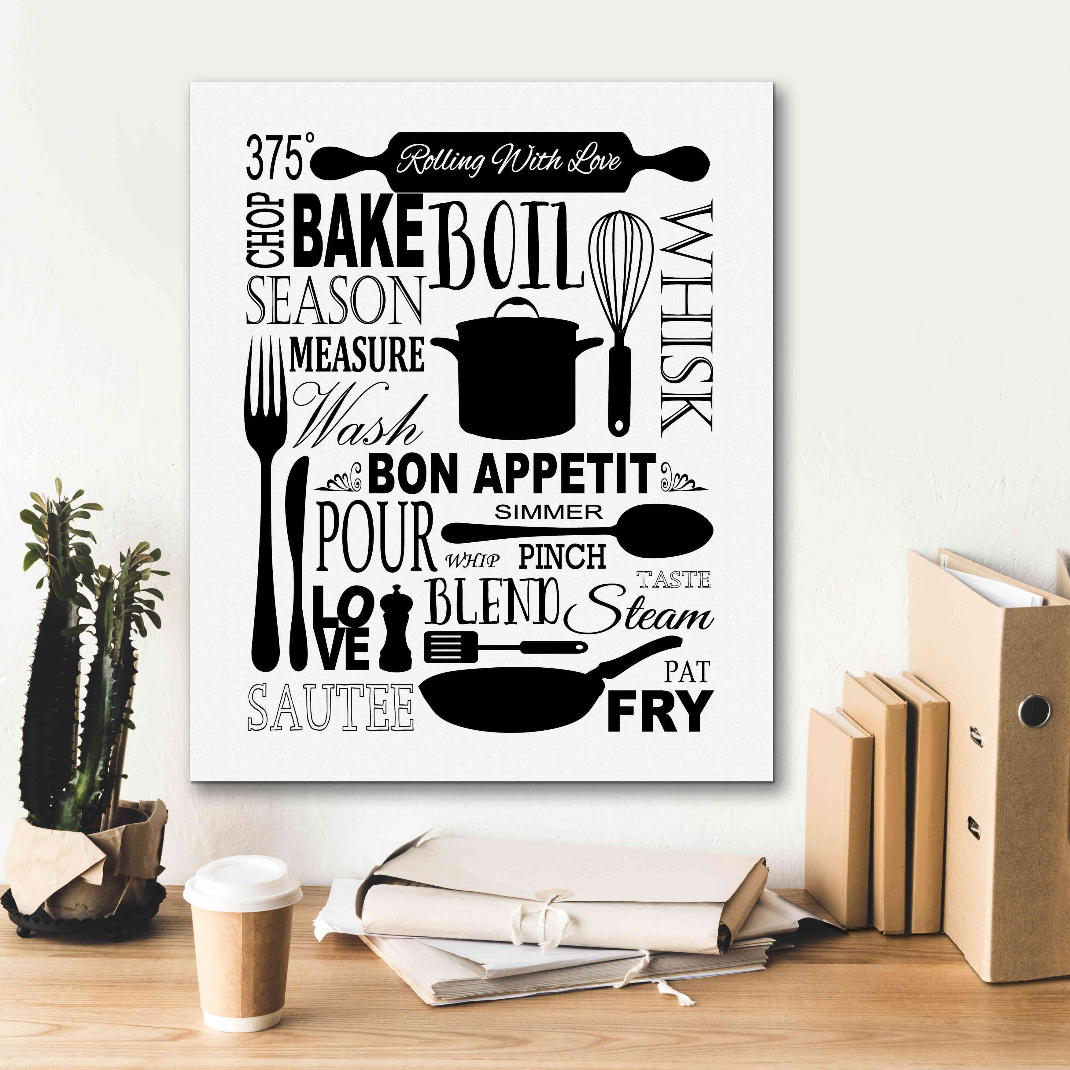 'Culinary Love 1 in B&W' by Leslie Fuqua, Giclee Canvas Wall Art,20x24