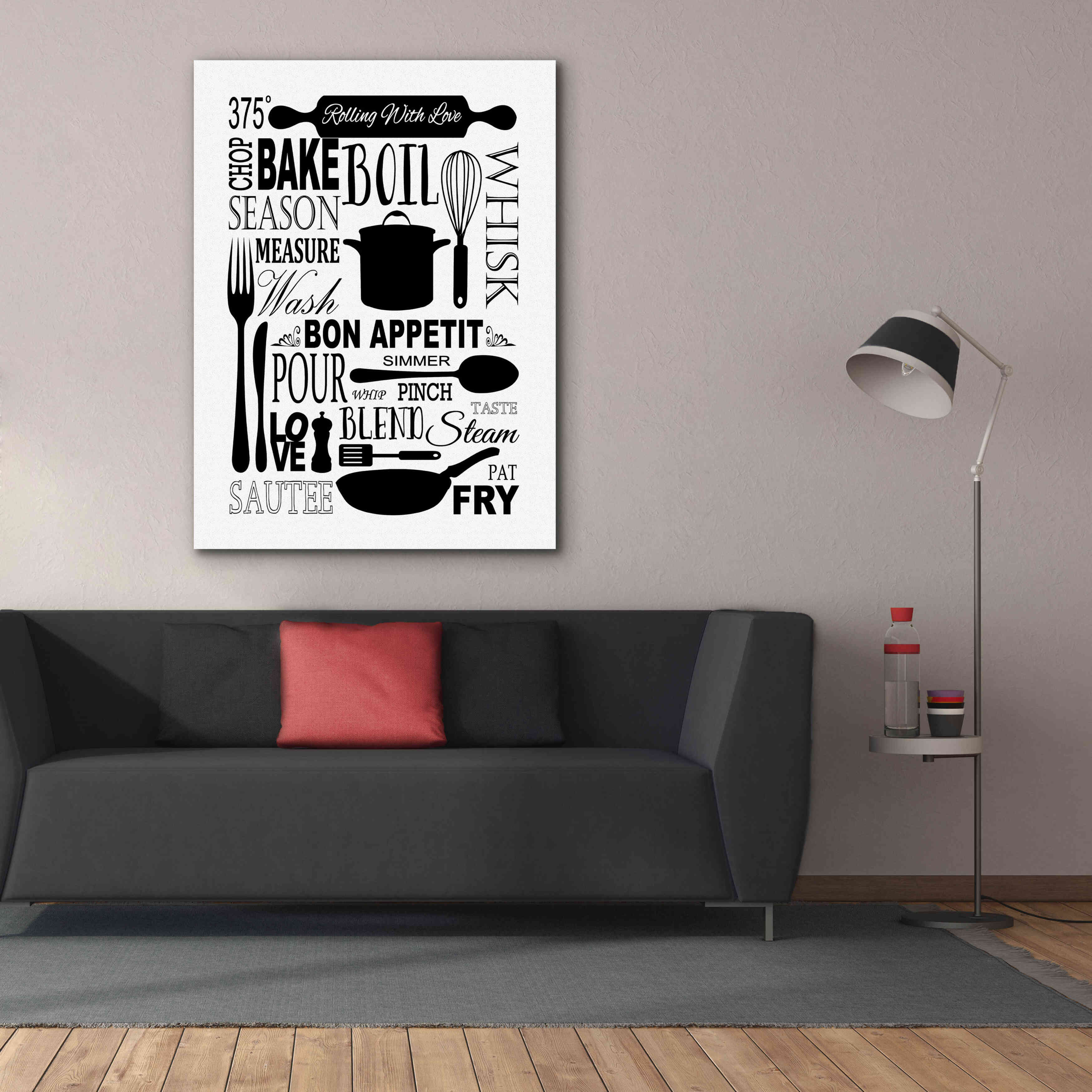 'Culinary Love 1 in B&W' by Leslie Fuqua, Giclee Canvas Wall Art,40x54