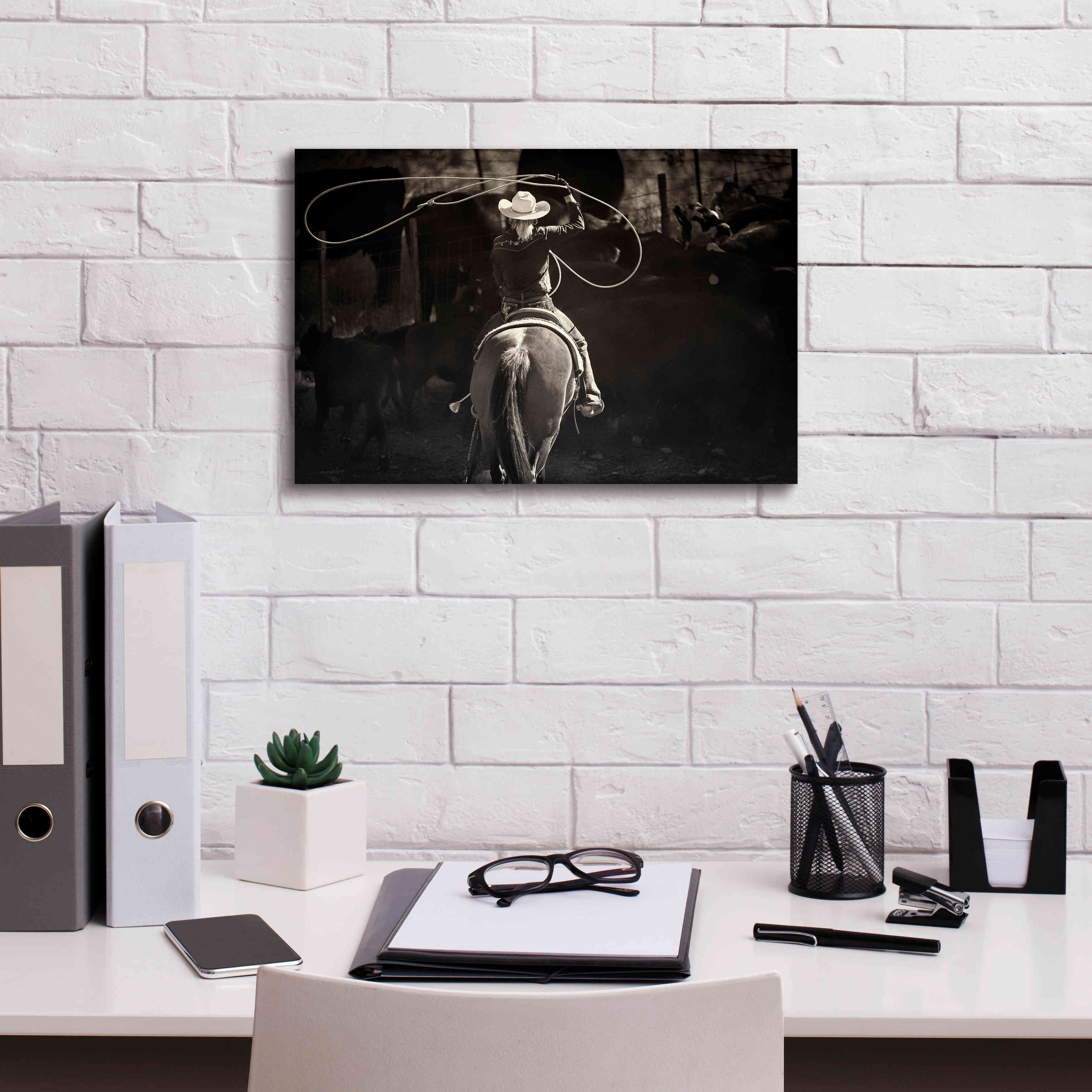 'American Cowgirl' by Lisa Dearing, Giclee Canvas Wall Art,18x12