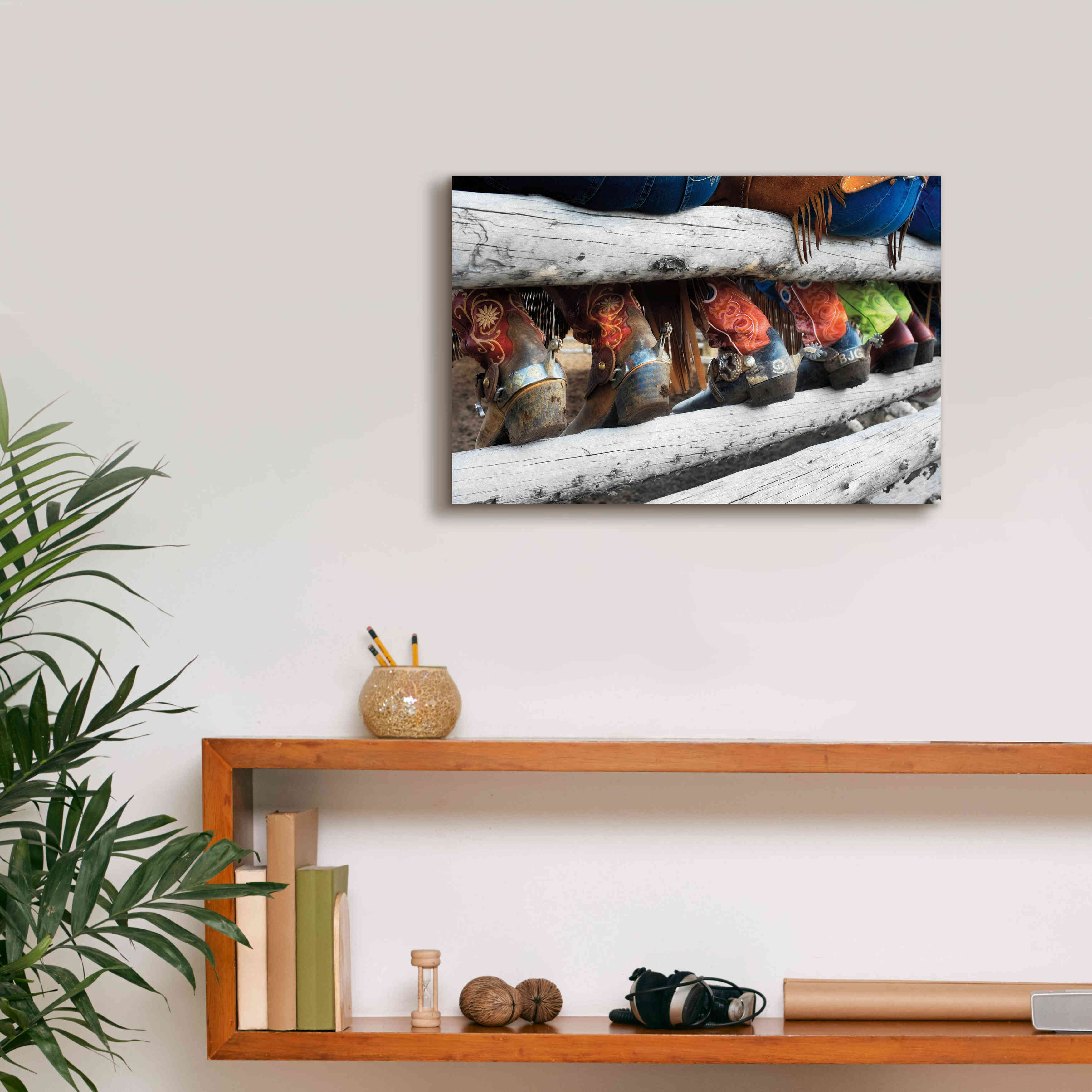 'Boots & Spurs' by Lisa Dearing, Giclee Canvas Wall Art,18x12