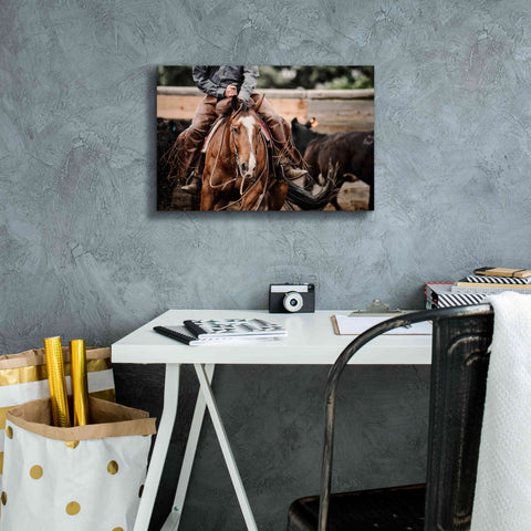 Image of 'Cutting Horse' by Lisa Dearing, Giclee Canvas Wall Art,18x12