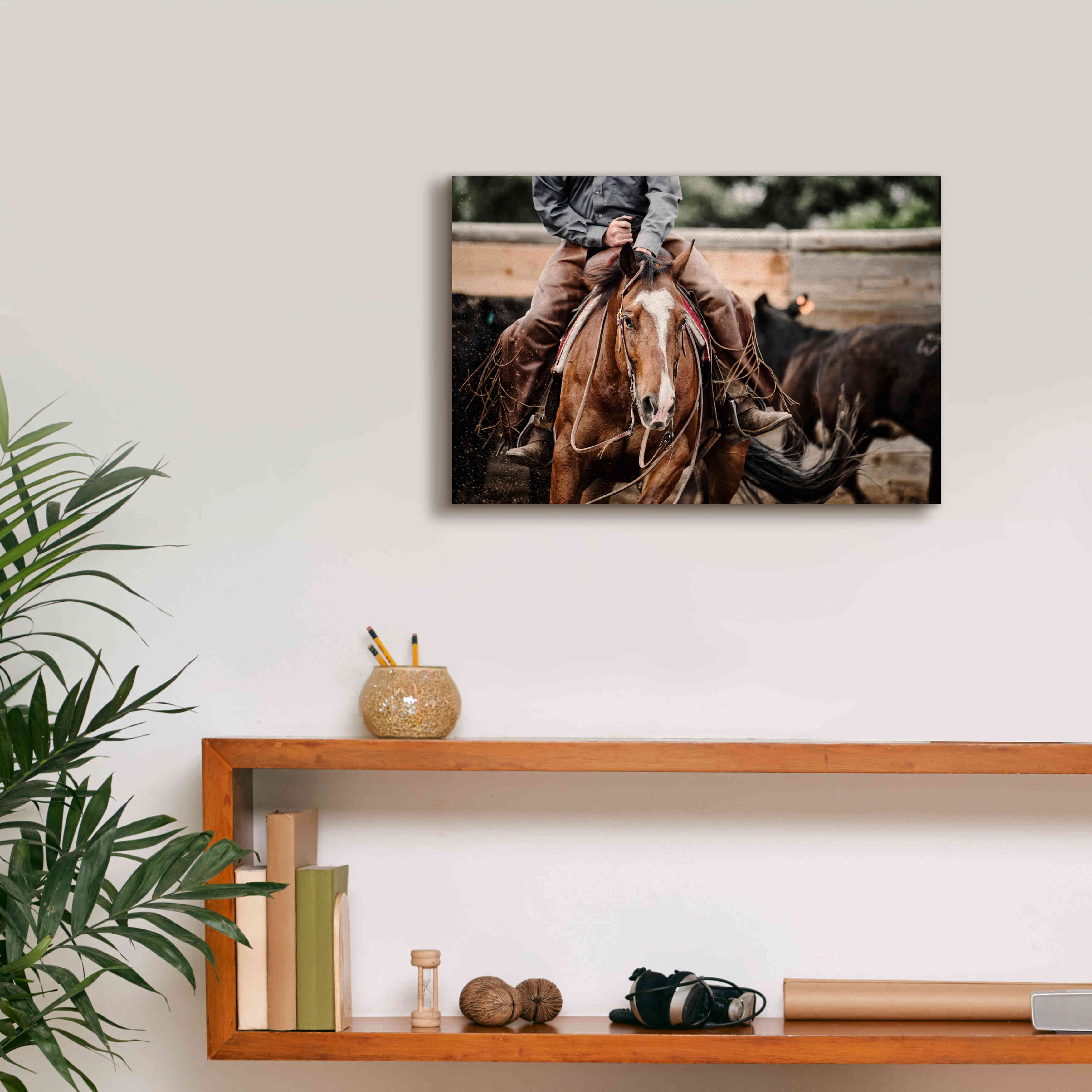 'Cutting Horse' by Lisa Dearing, Giclee Canvas Wall Art,18x12