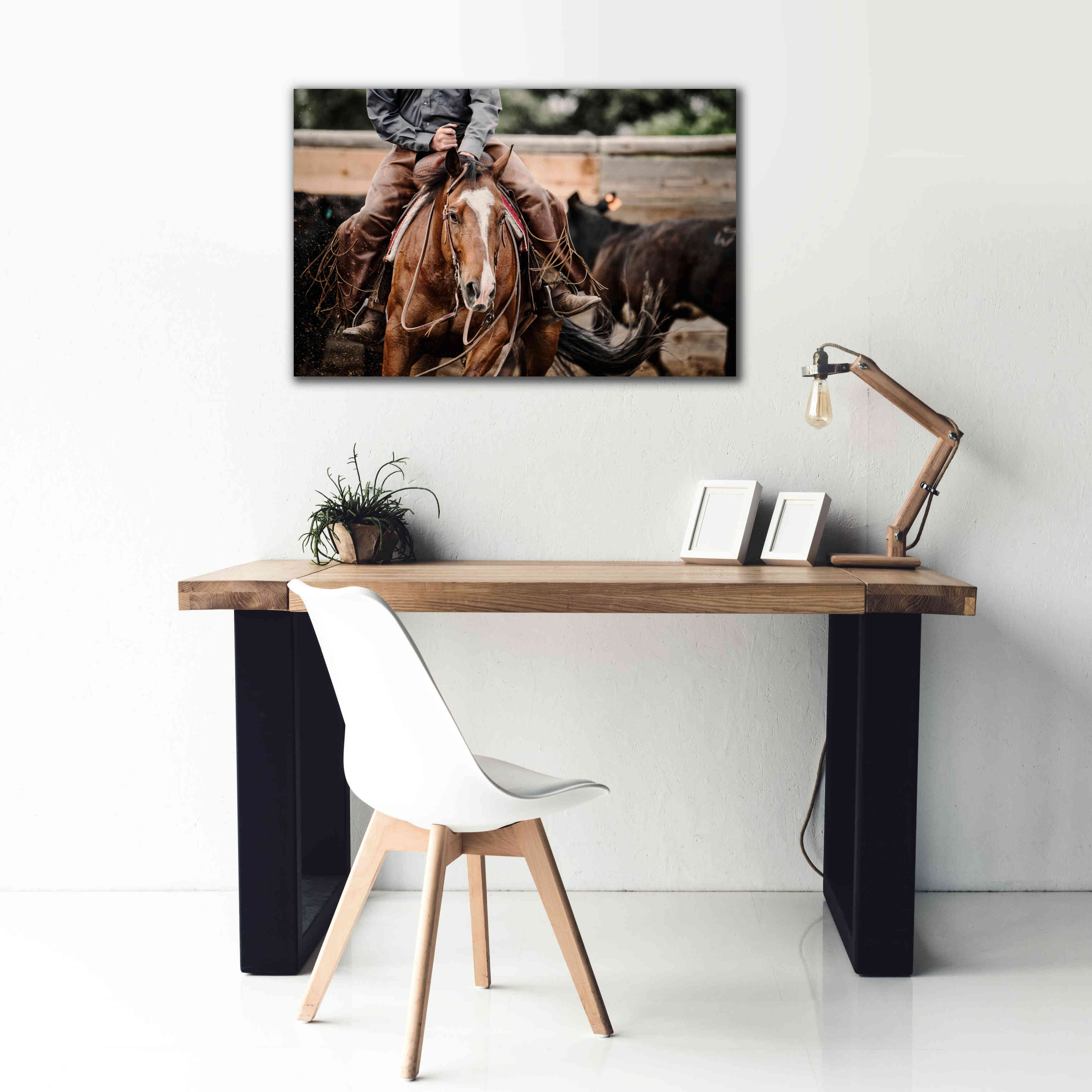 'Cutting Horse' by Lisa Dearing, Giclee Canvas Wall Art,40x26