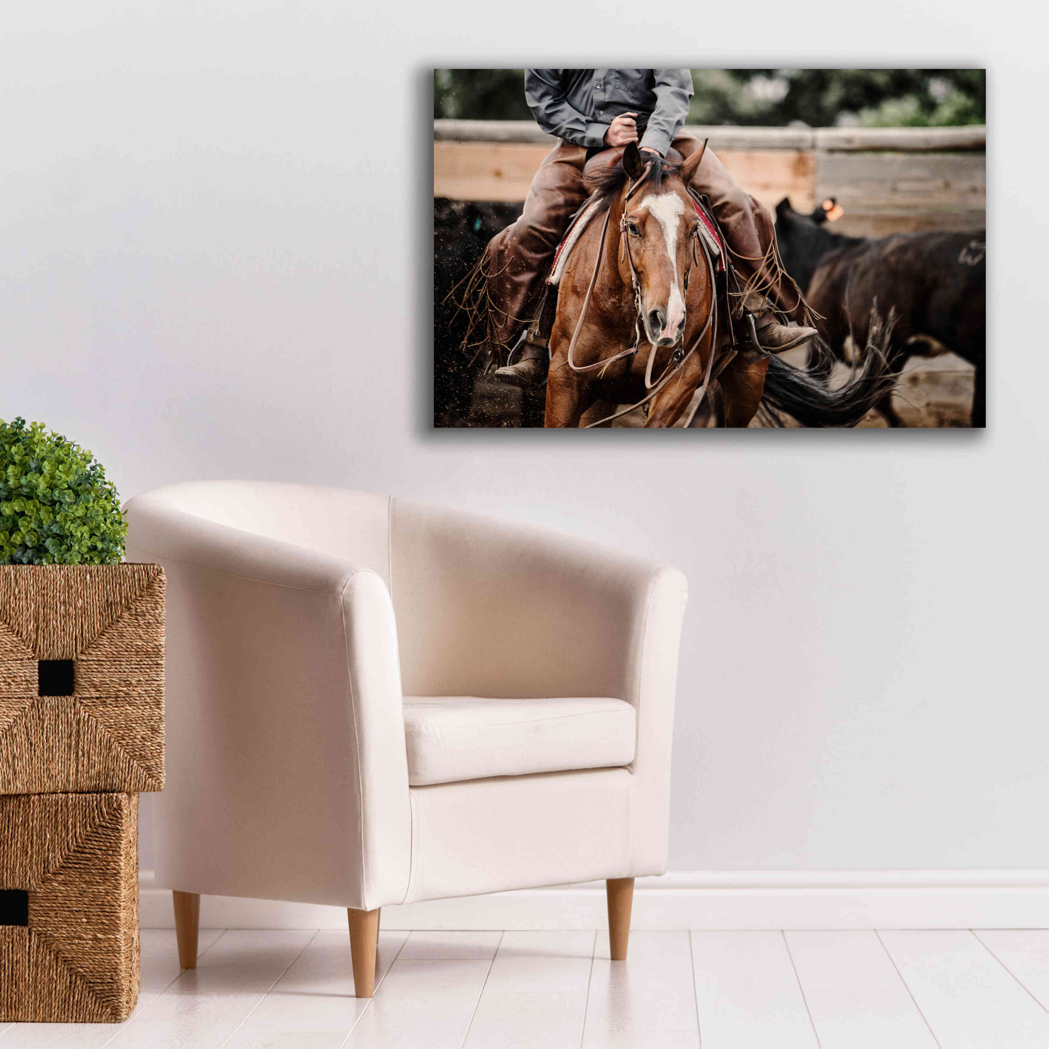 'Cutting Horse' by Lisa Dearing, Giclee Canvas Wall Art,40x26