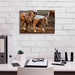 'Cutting Horses' by Lisa Dearing, Giclee Canvas Wall Art,18x12