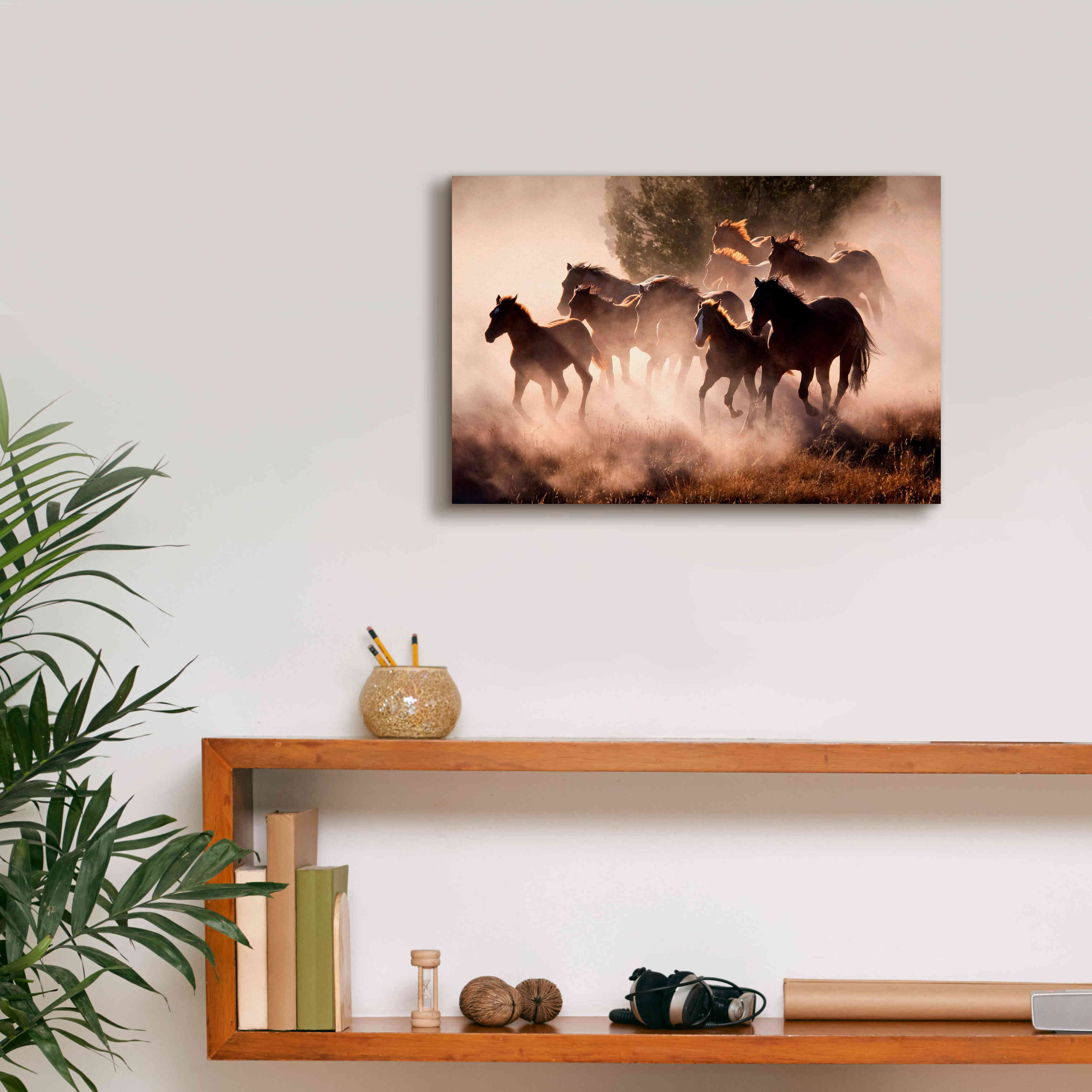 'Horses' by Lisa Dearing, Giclee Canvas Wall Art,18x12