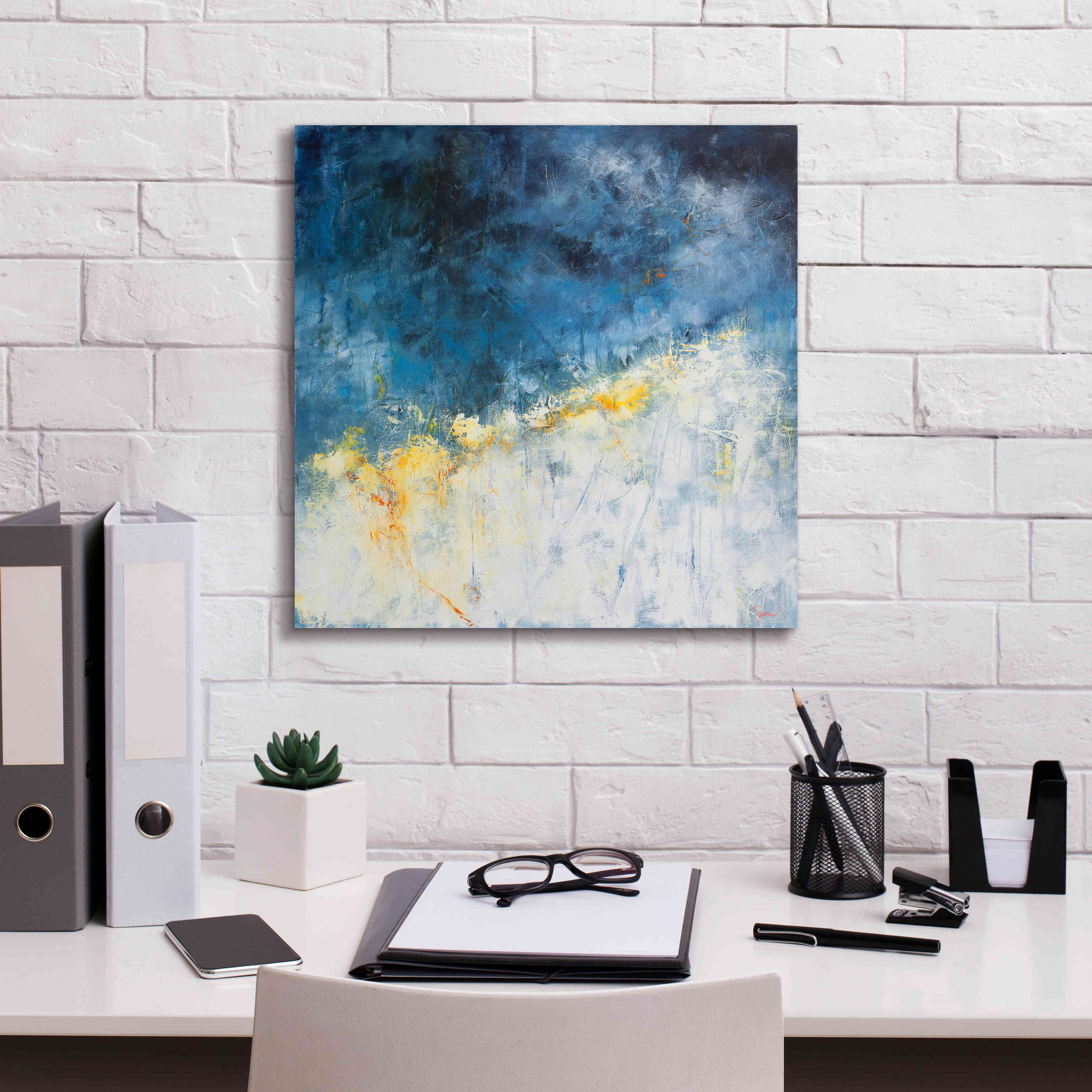 'Yellow Bloom' by Patrick Dennis, Giclee Canvas Wall Art,18 x 18