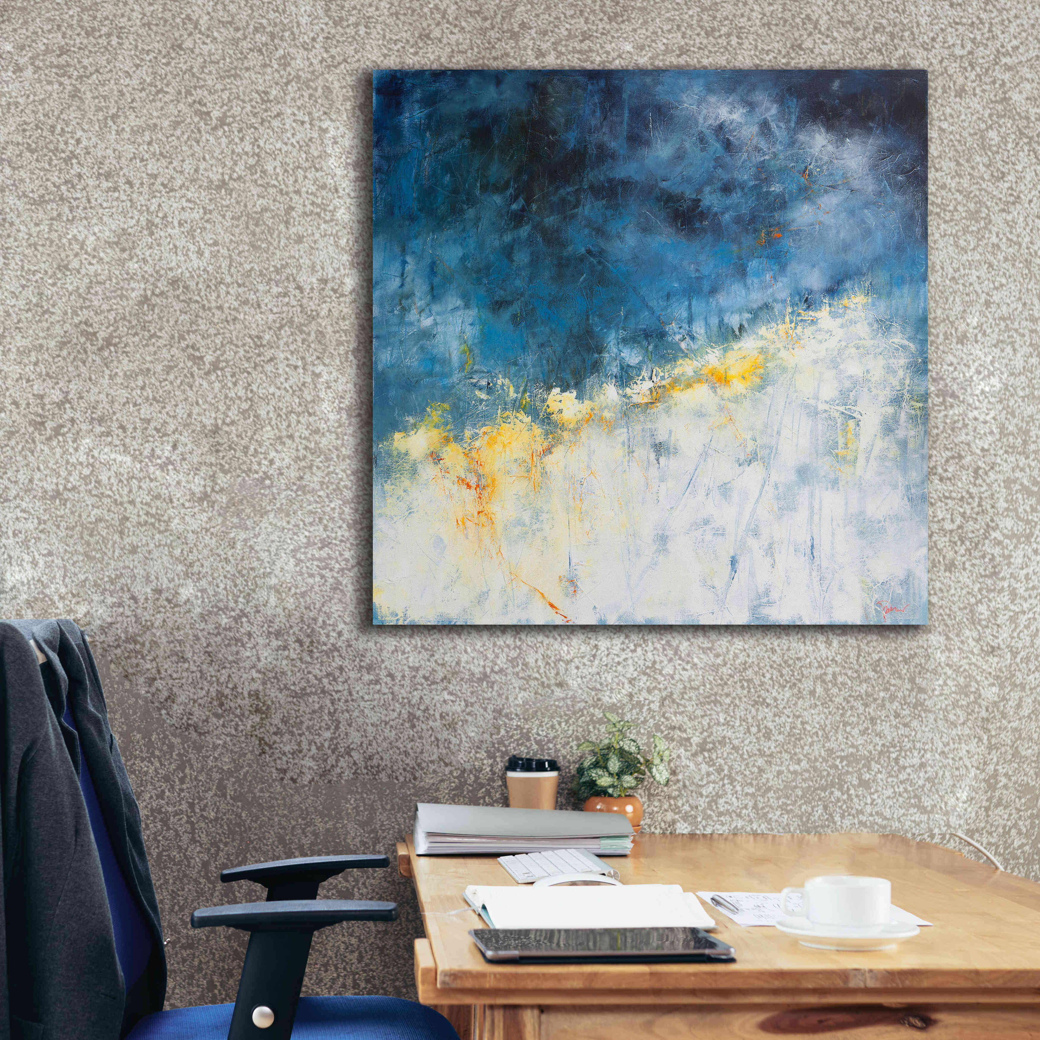 'Yellow Bloom' by Patrick Dennis, Giclee Canvas Wall Art,37 x 37