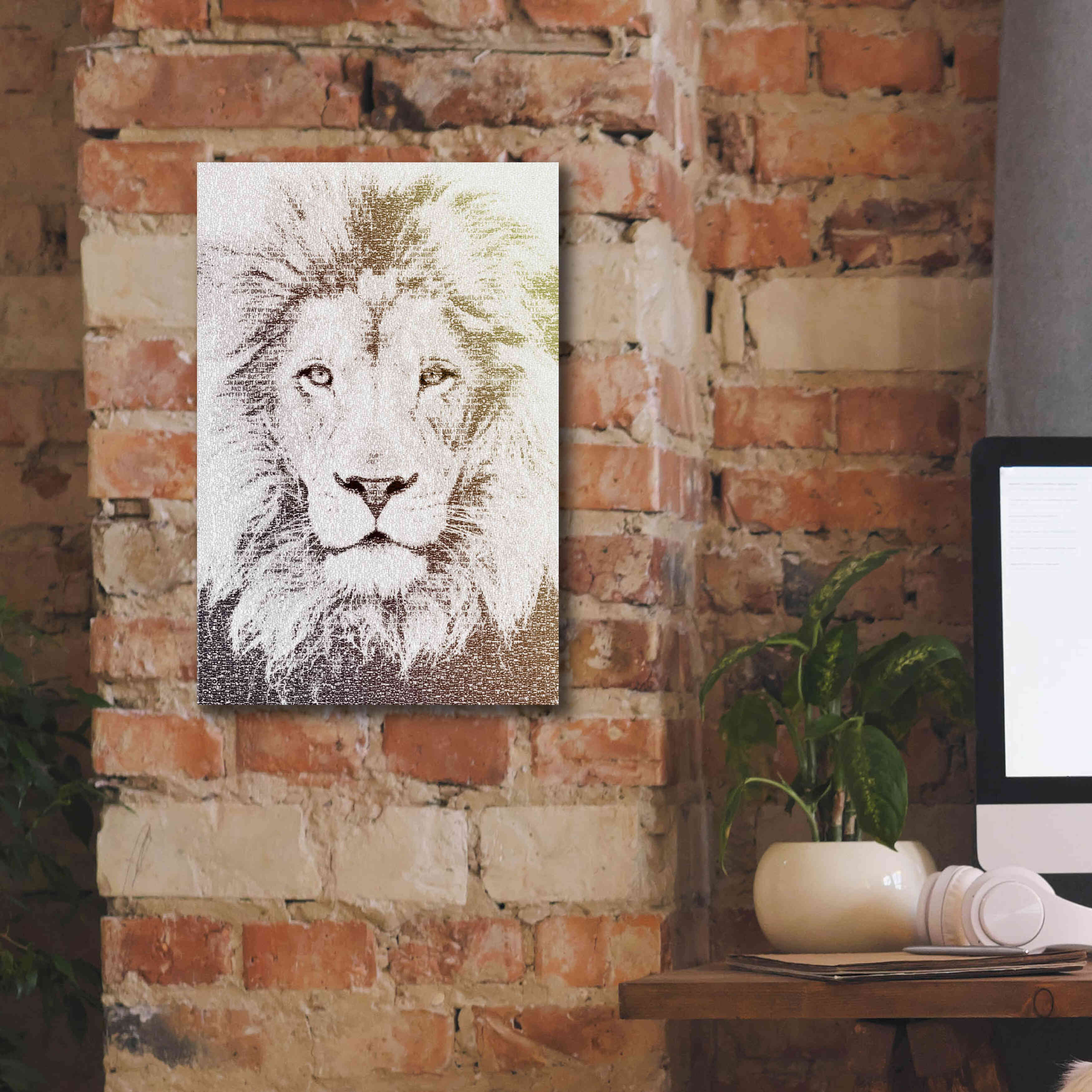 'Lion' by Paula Belle Flores, Giclee Canvas Wall Art,12 x 18