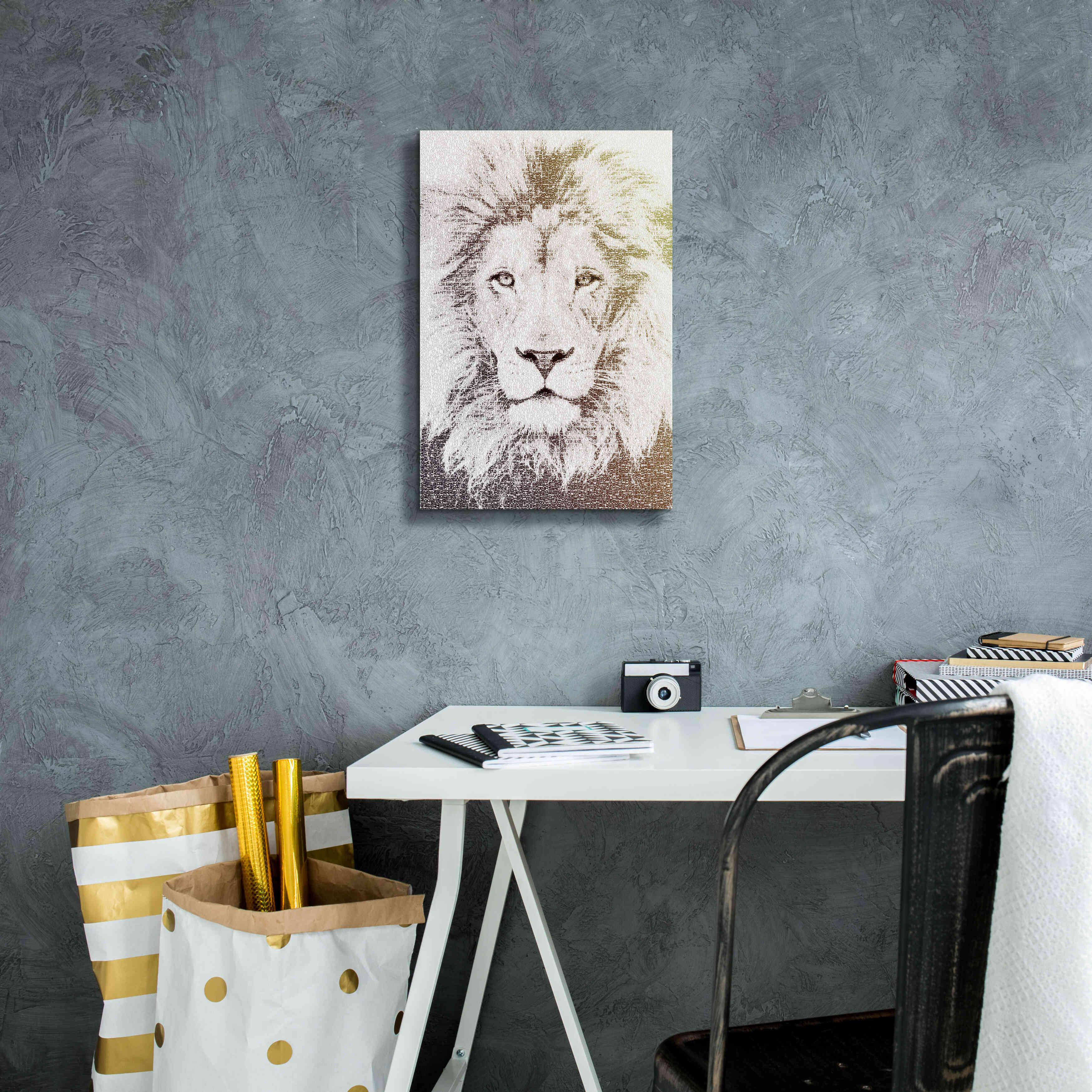 'Lion' by Paula Belle Flores, Giclee Canvas Wall Art,12 x 18