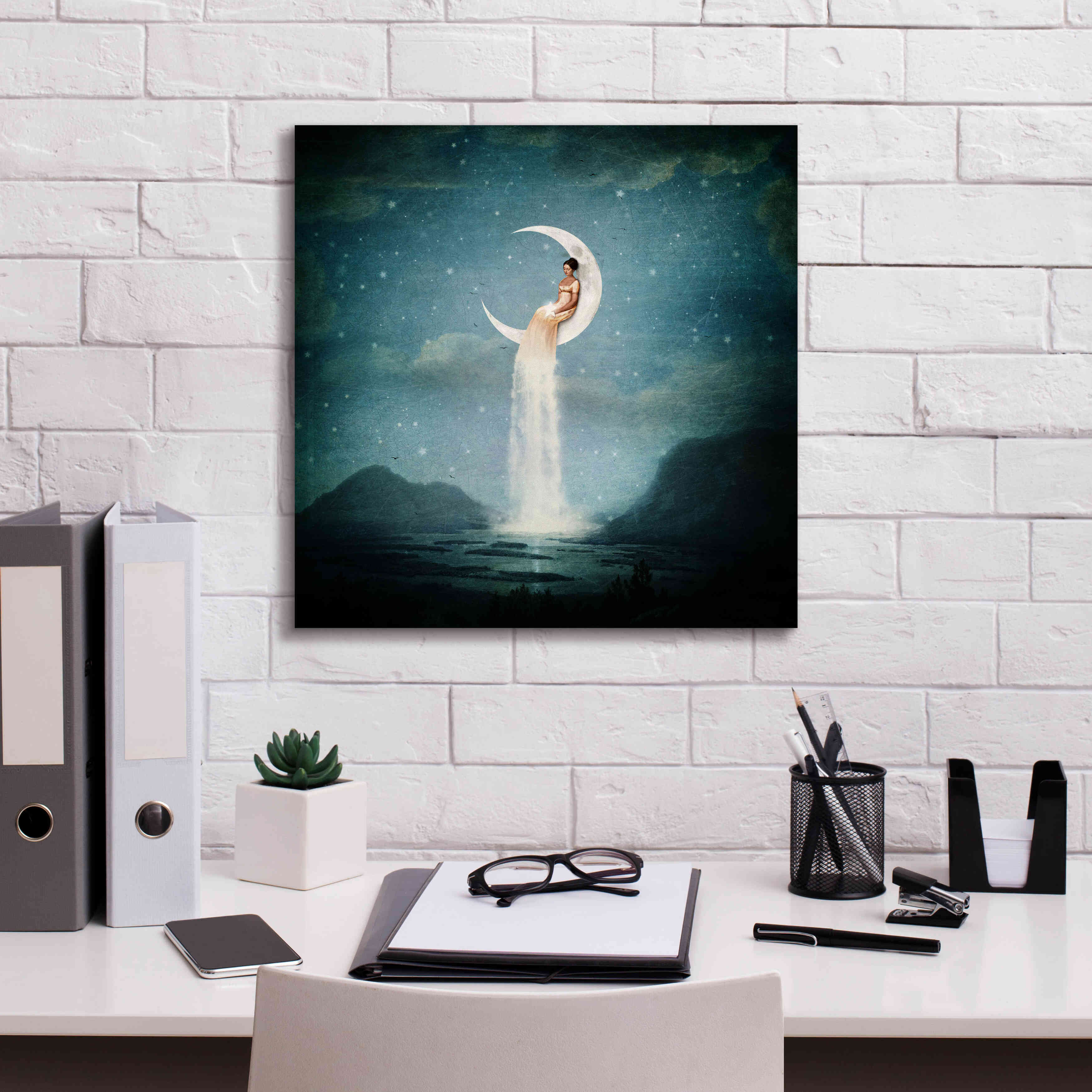 'Moon River Lady' by Paula Belle Flores, Giclee Canvas Wall Art,18 x 18