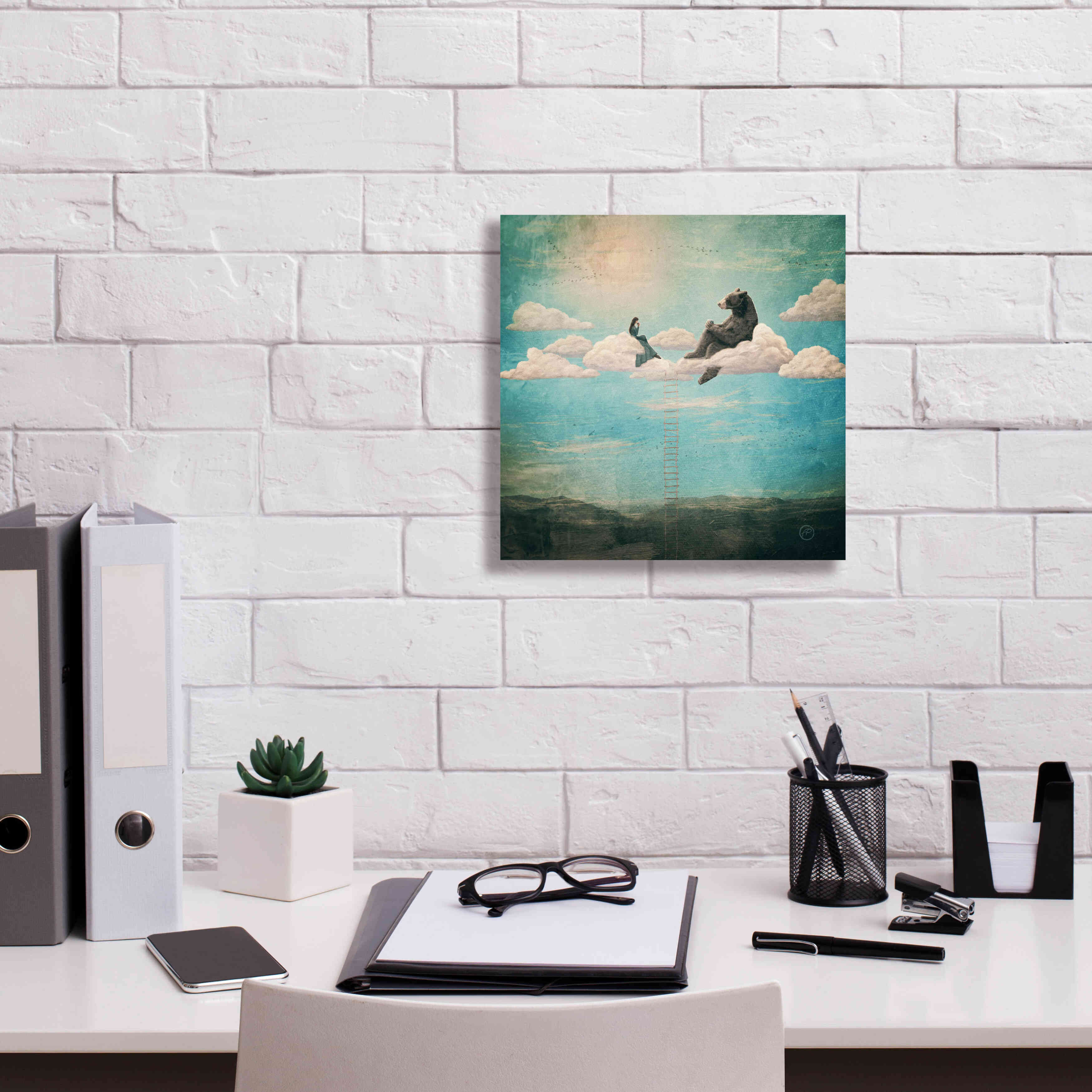 'Tea Time With Ala The Bear' by Paula Belle Flores, Giclee Canvas Wall Art,12 x 12