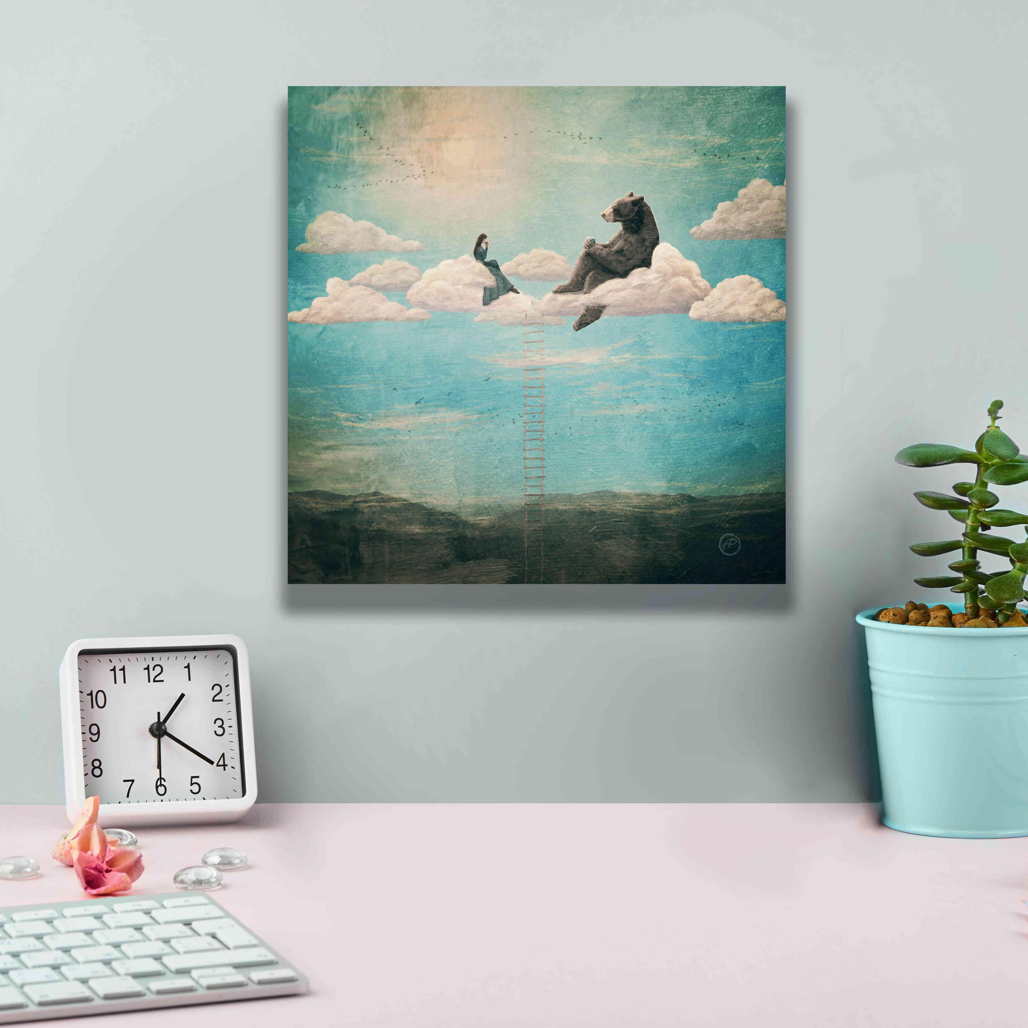 'Tea Time With Ala The Bear' by Paula Belle Flores, Giclee Canvas Wall Art,12 x 12